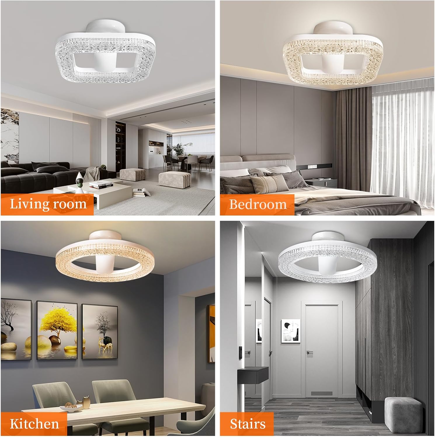New Pattern imitation crystal pendant light , 200W Equivalent Exceed 2000LM E26 LED Bulb, 6000K Daylight 24 Watt High Lumen LED Bulb for Home, Shopping mall, Hotel, Factory,Garage (Square tricolor)