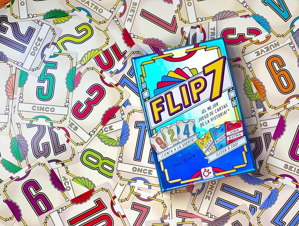 Mercurio - Flip 7 | Juego de Cartas Estratégico y Divertido | Reta tu Suerte y Tu Astucia | para Adultos y Niños +8 Años | Ideal para Fiestas, Familia y Amigos | 20 Minutos de Diversión