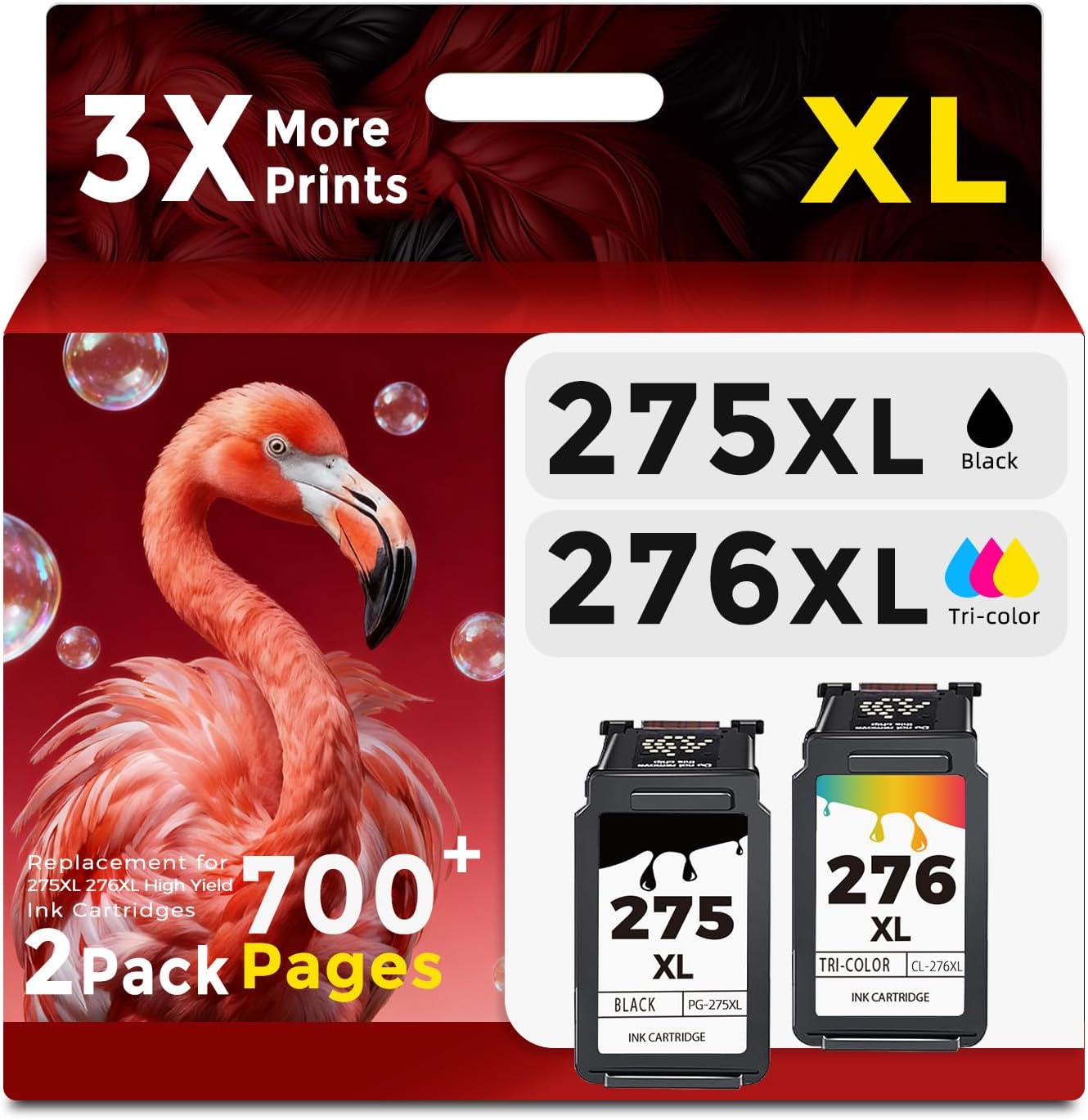 275XL 276XL Compatible Ink Cartridge Replacement for Canon Ink 275 276 (Black Color Combo, 2-Pack) PG275 CL276 XL for TS3522 TR4720 TR4722 TS3520 TS3500 TR4700 TS3700 TS3720 TS3722 Printer