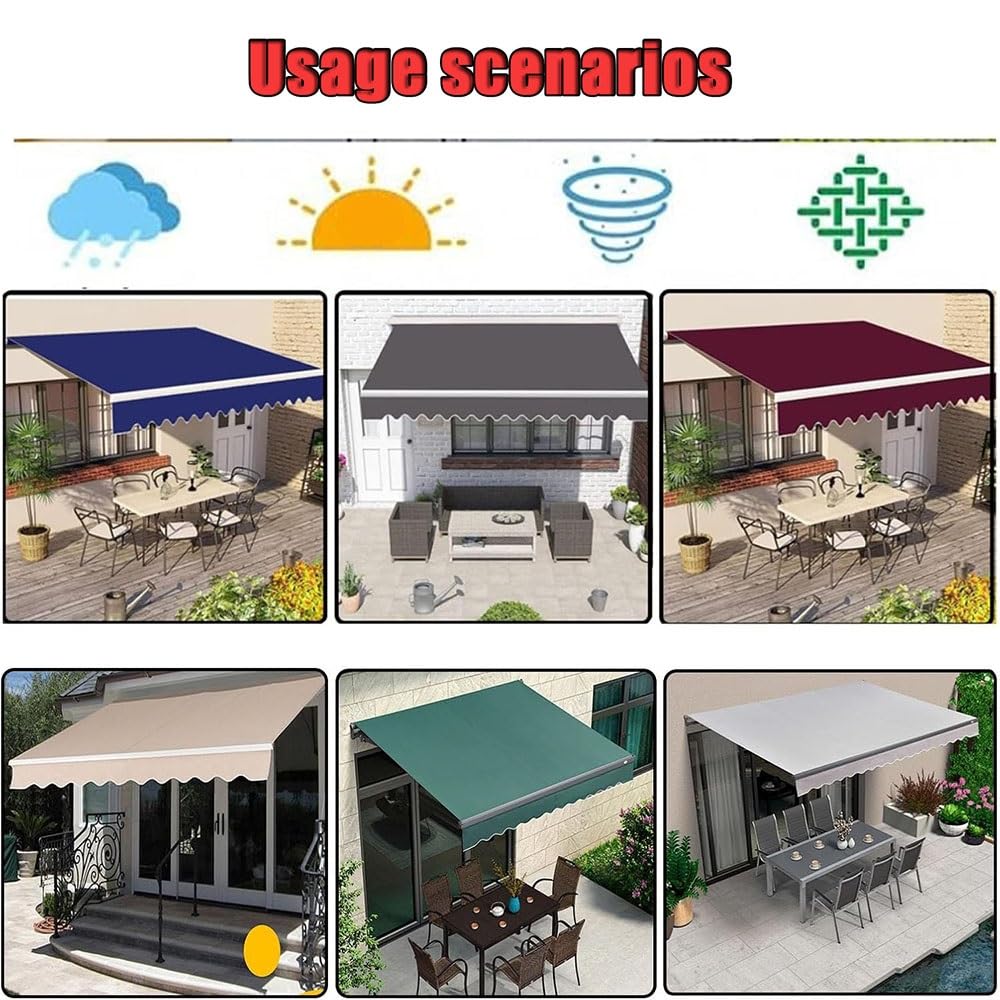 Zewnętrzne patio wysuwana markiza zapasowa tkanina khaki wodoodporna osłona przeciwsłoneczna osłona schronienia 6 x 3 m rozmiar trwały materiał płócienny łatwa instalacja i konserwacja