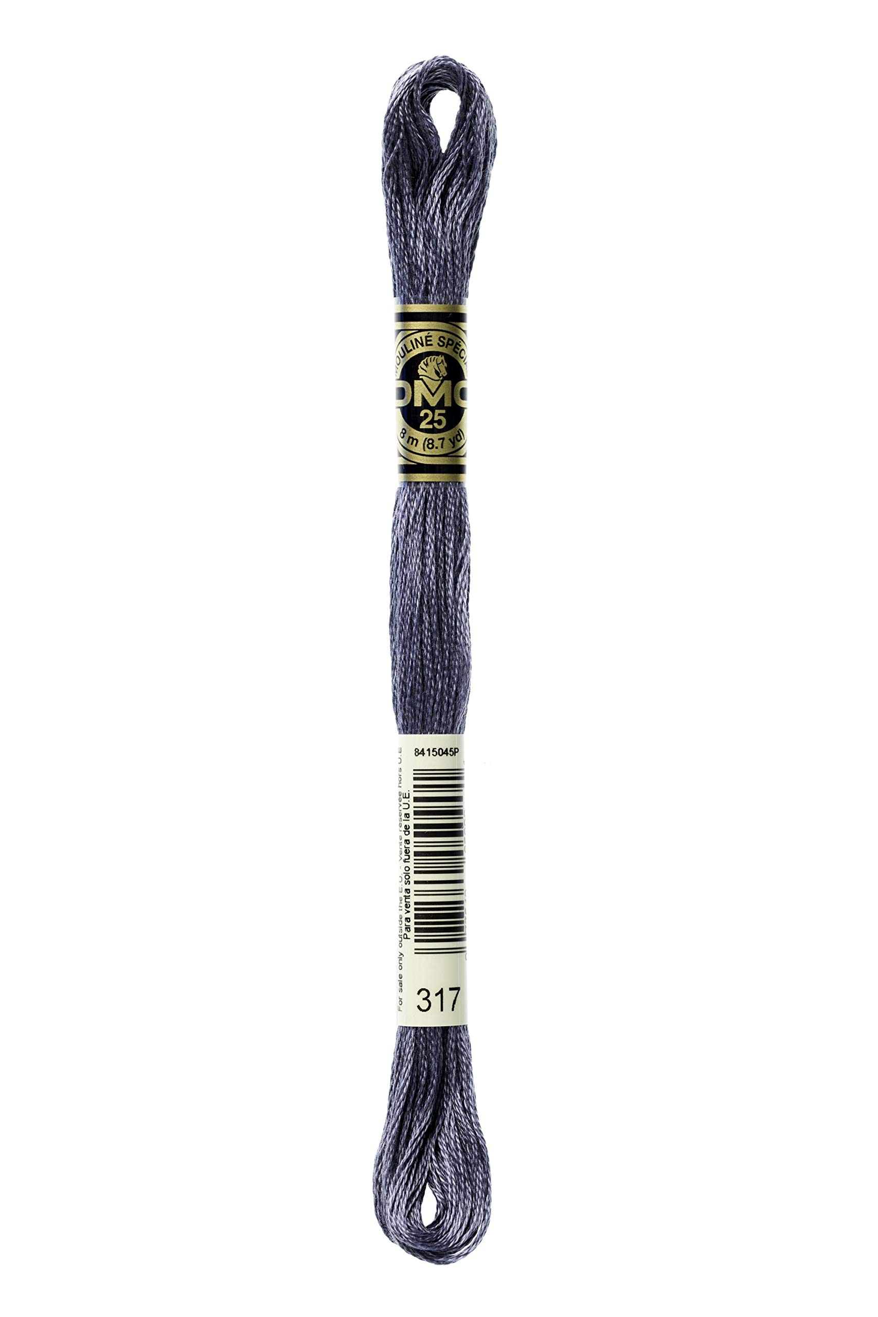 DMC 117-317 Mouline Stranded Cotton Six Strand Embroidery Floss Thread, Pewter Gray, 8.7-Yard