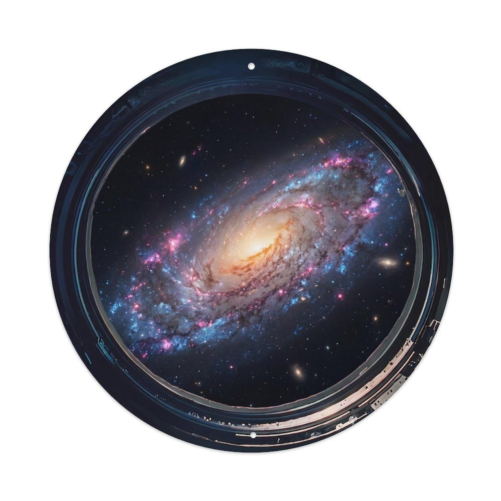 Barred Spiral Galaxy Porthole View Metal Tin Sign