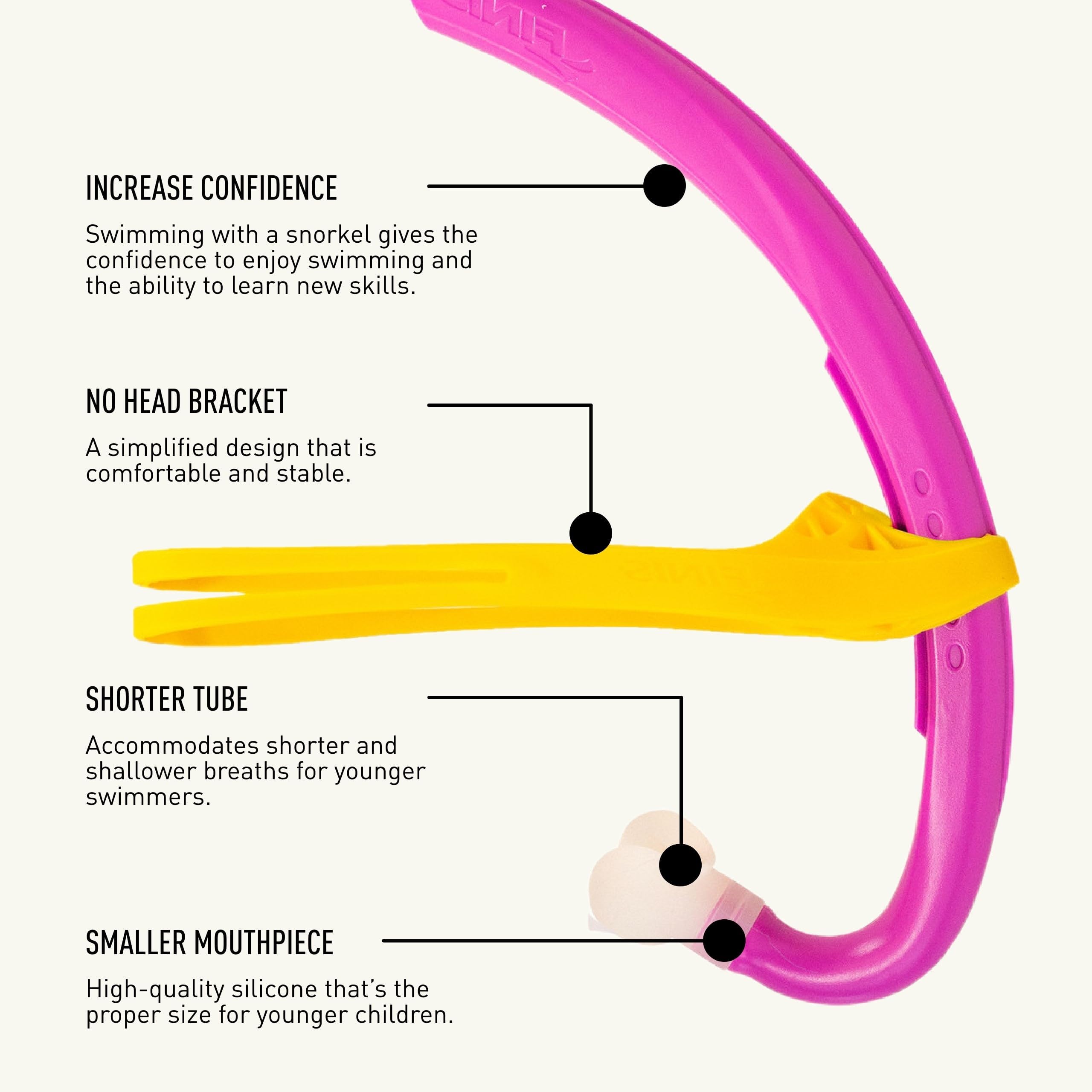 FINIS Stability Snorkel Jr, for Ages 6-10, Swim Training Snorkel with Head Strap, Shorter Tube & Small Mouthpiece - Image 4