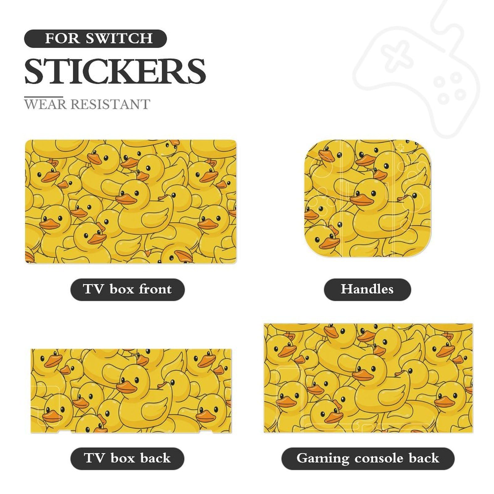 Duck Rubber Switch Skin - Juego completo de calcomanías de vinilo compatibles con Game Switch Standard