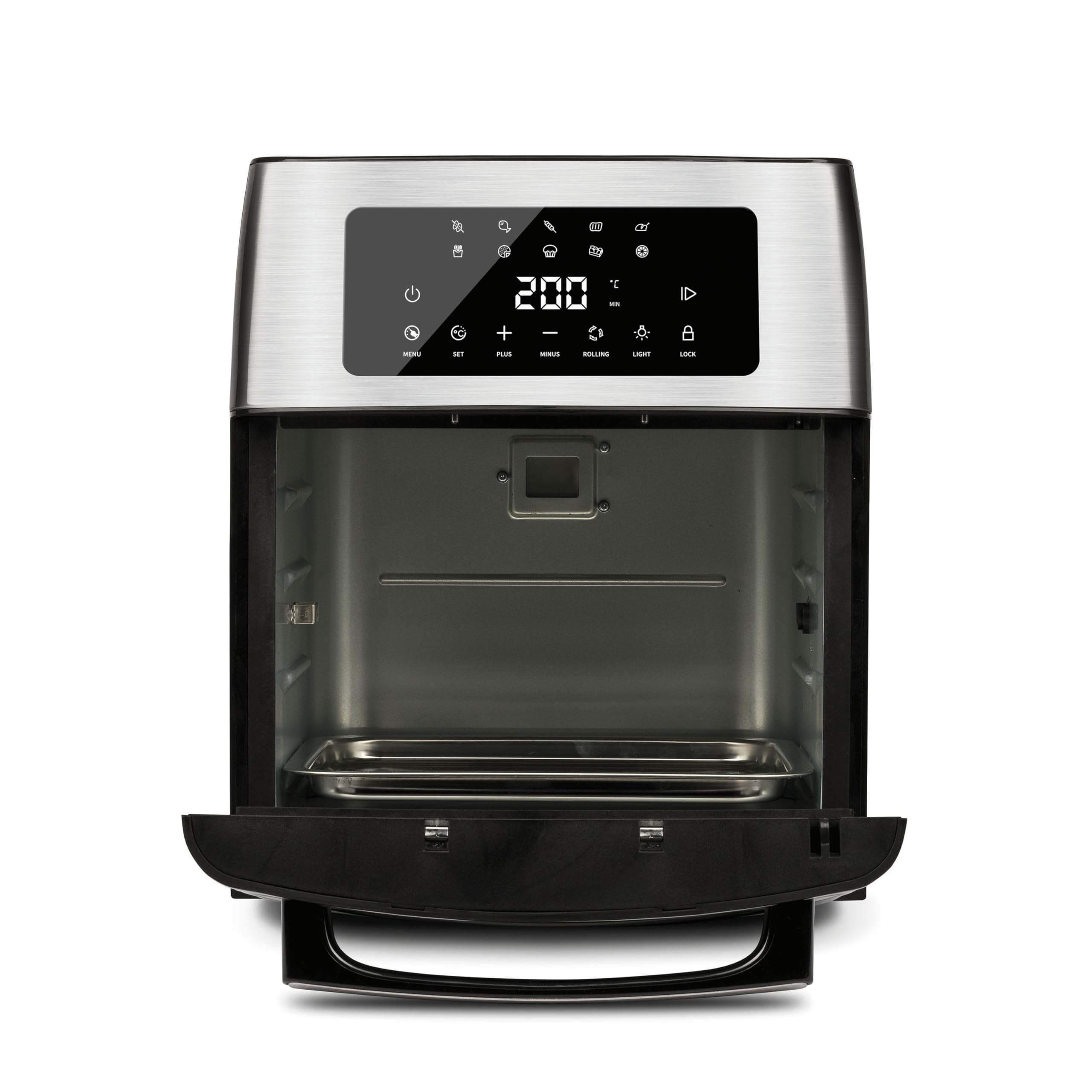 G3 Ferrari G10182, Friggisano EVO 15L, Friggitrice ad aria 15 Litri, 1700W, 10 programmi, 40-200°C, Capacità XXL, Display digitale, Accessori INOX BPA/PFOA Free e ricettario inclusi, Nero/Acciaio