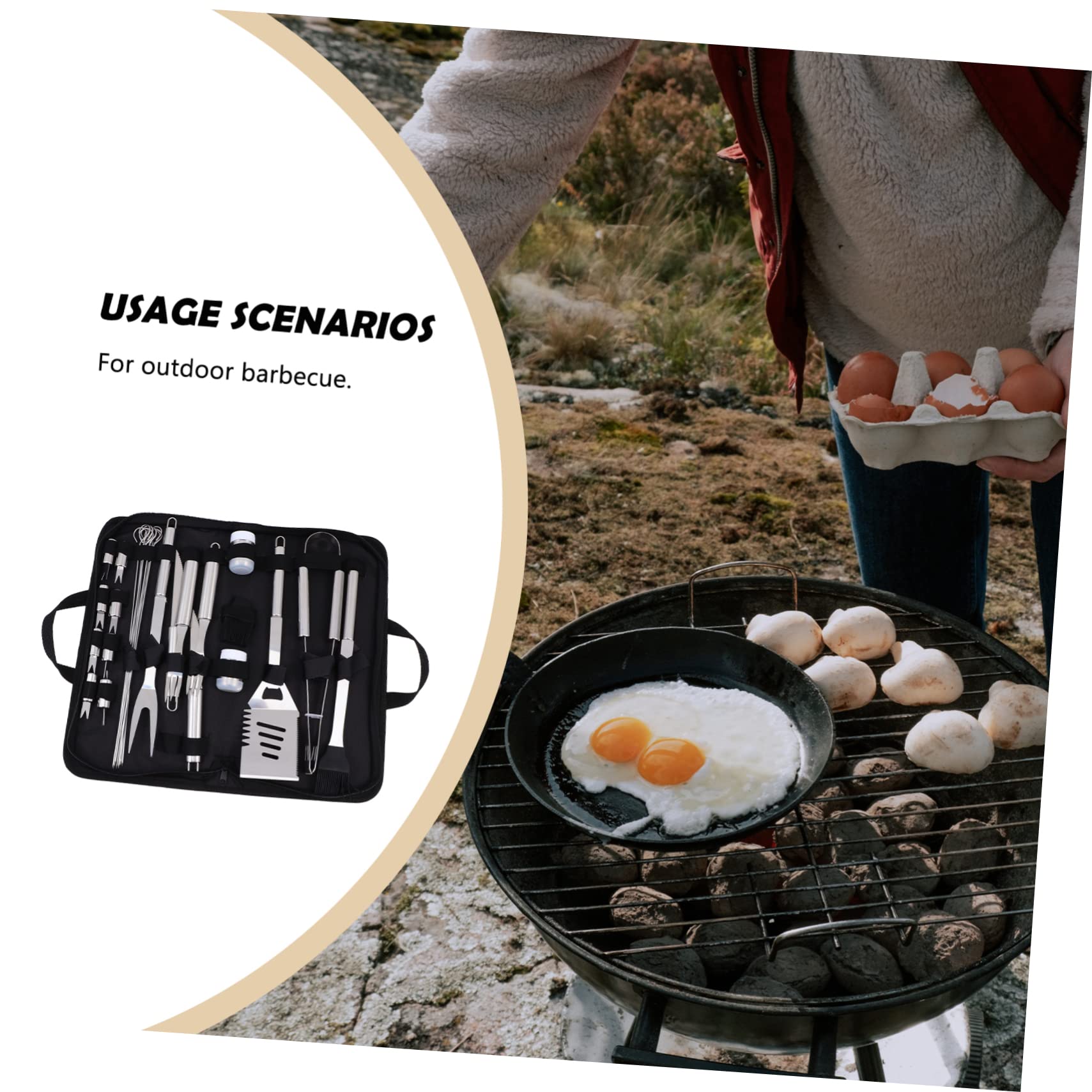 Milisten Attrezzi Per Barbecue in Acciaio Inox Kit Per Grigliate All Aperto Utensili Barbecue Per Uso Domestico e Campeggio Nero