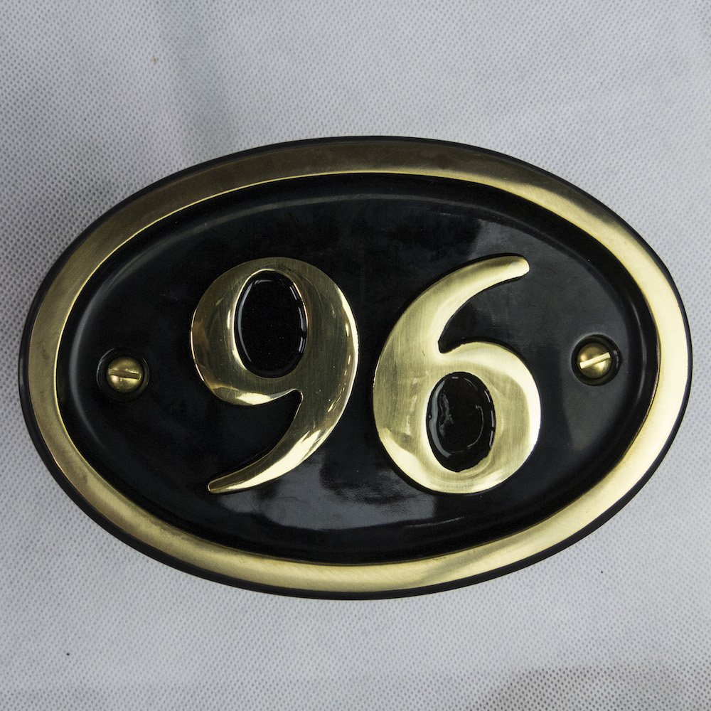 Signs & Numbers Solid Brass House Number Oval Design (No 96)