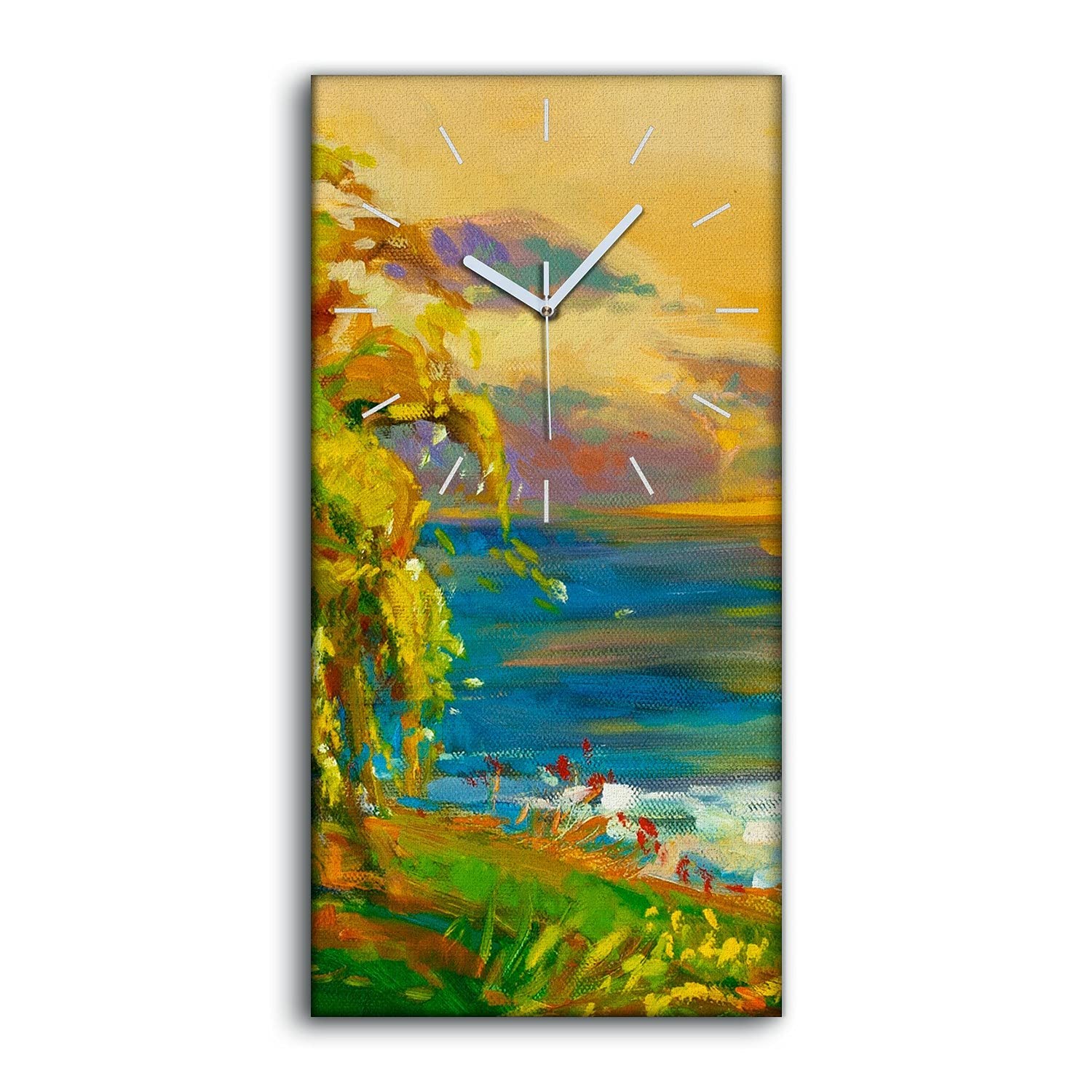 Horloge sur Toile ultra-silencieuse pour chambre - Grand tableau moderne forêt 30x60cm