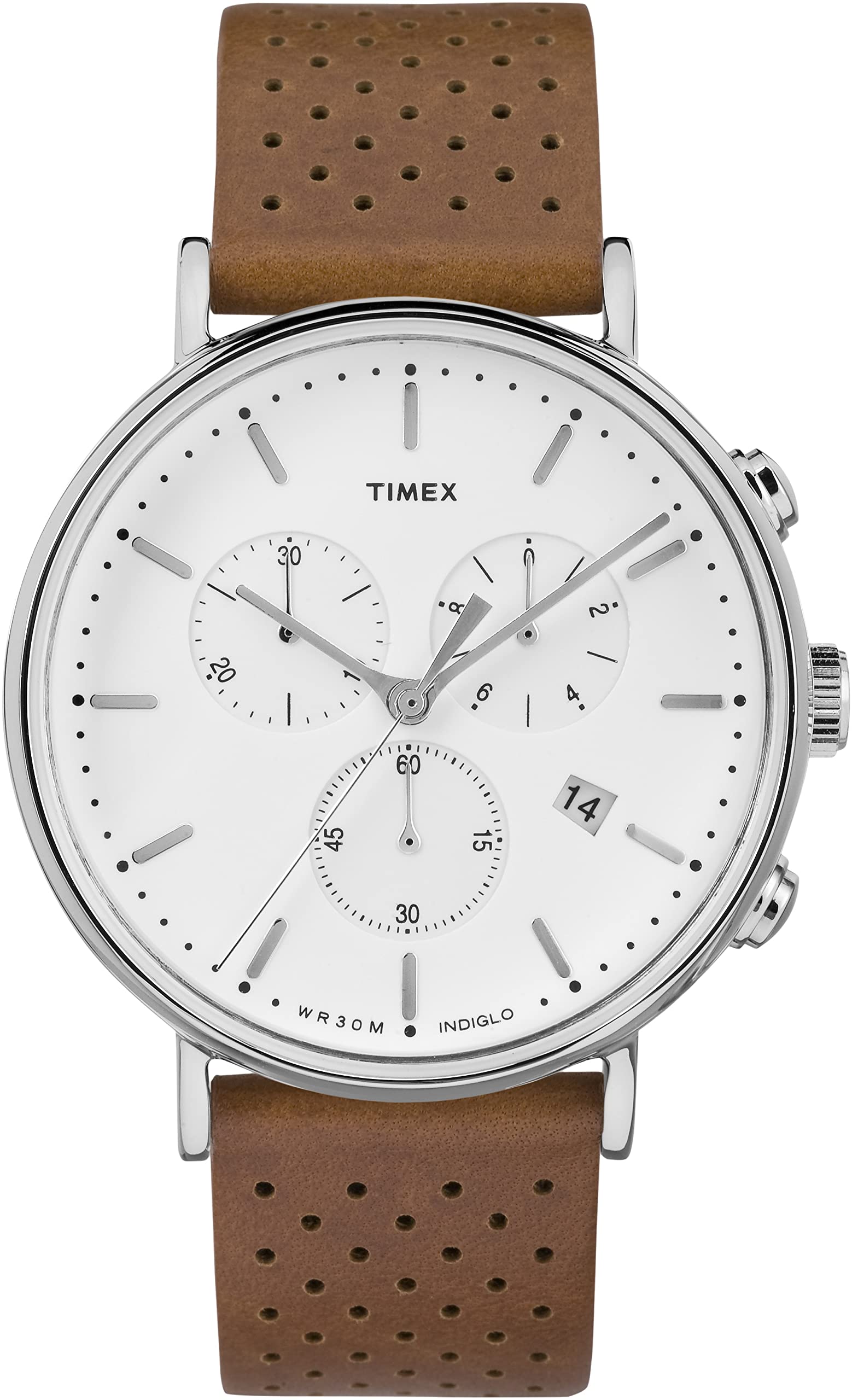 TIMEX Men Leather Multifunctonal Analog White Dial Coloured Quartz Watch, Round Dial With 41 Mm Case Width - Tw2R26700Uj, Band Color-Brown (B06Y32LC2L) Amazon Price History, Amazon Price Tracker