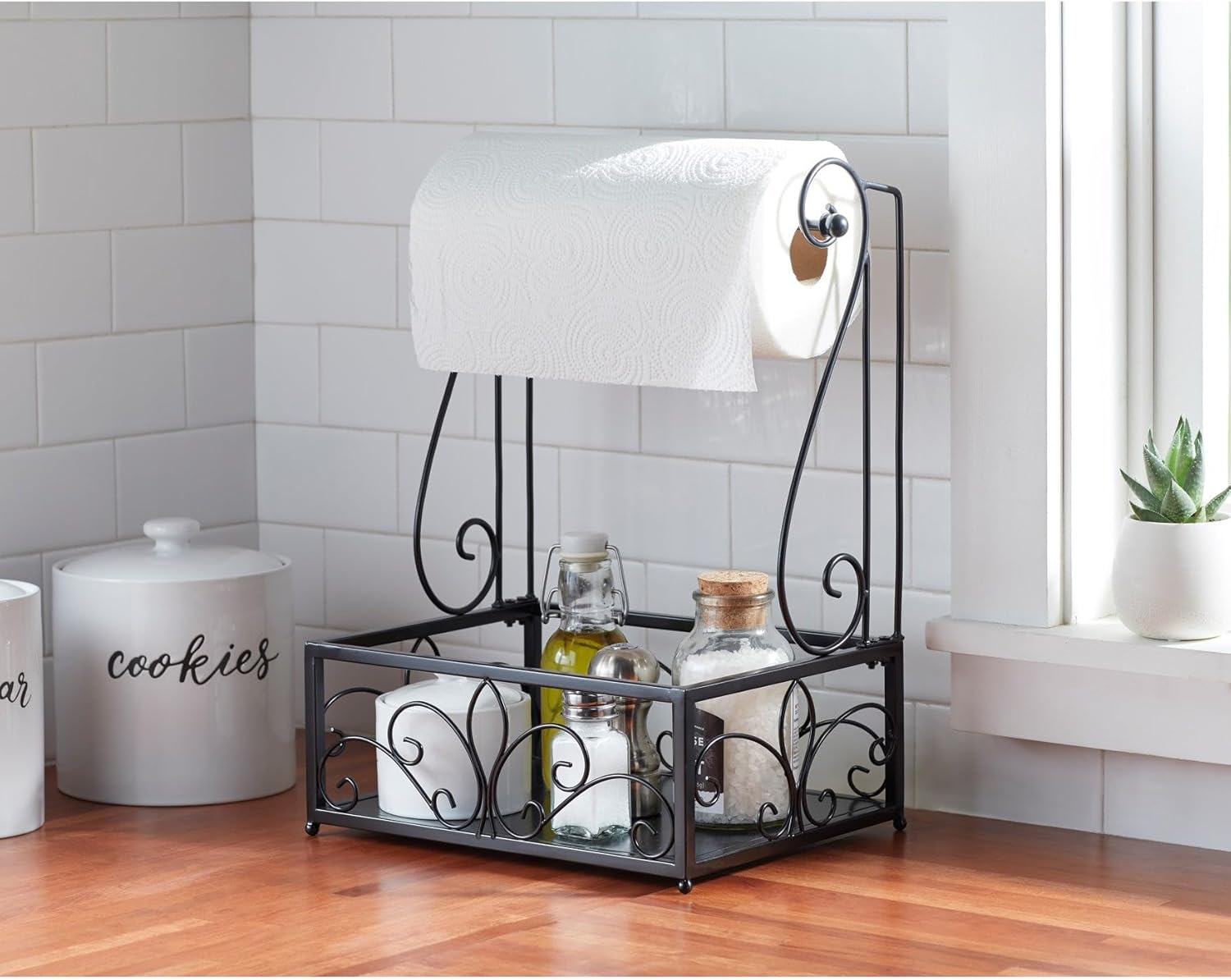 BrylaneHome Scroll Paper Towel Organizer - Black