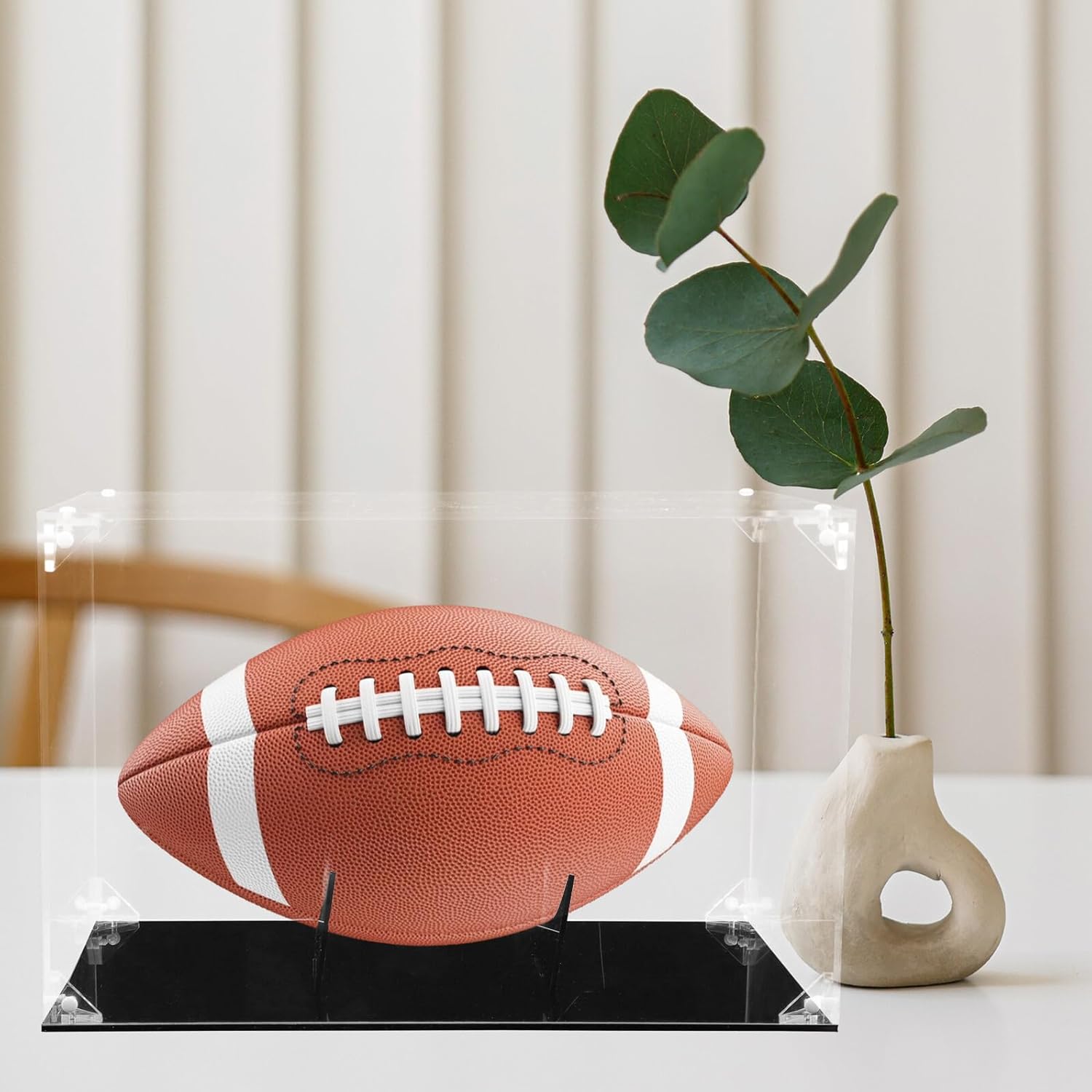 Acrylic Rugby Display Case Storage Box with Detachable Lid Rugby Collection Holder for Sports Memorabilia Home and Office Showcase