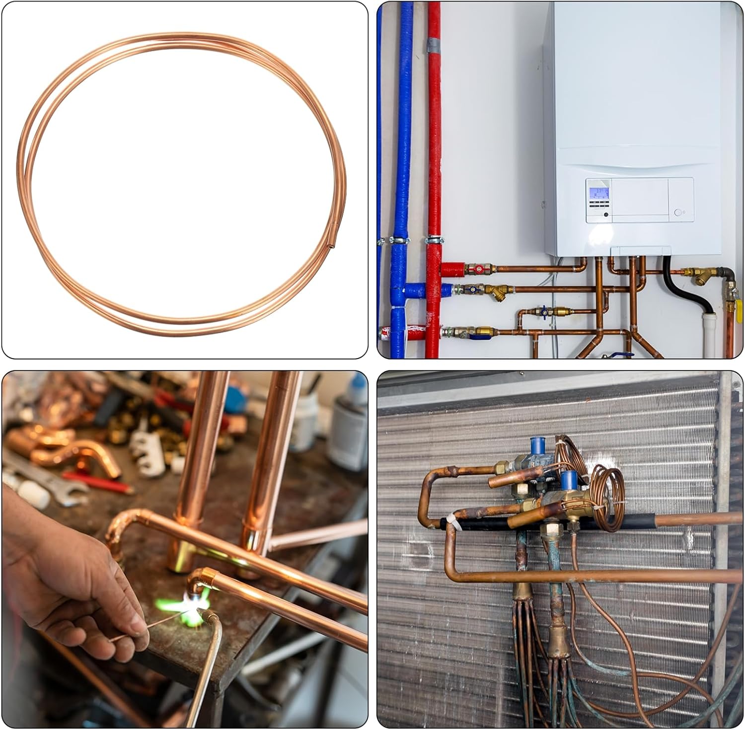 Copper Tube 1/8'' OD x 3Ft 1/64" T Refrigeration Flexible Pipe Seamless Hollow Metal Soft for Air Conditioners Refrigerators and Other Equipment