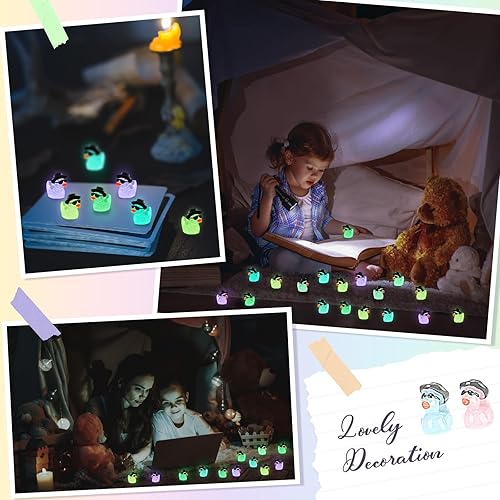 Miniatura 6 de Barydat Mini patos de vaquero de resina con lentes de sol a granel, figuras de pato diminutas luminosas en miniatura, coloridos adornos para