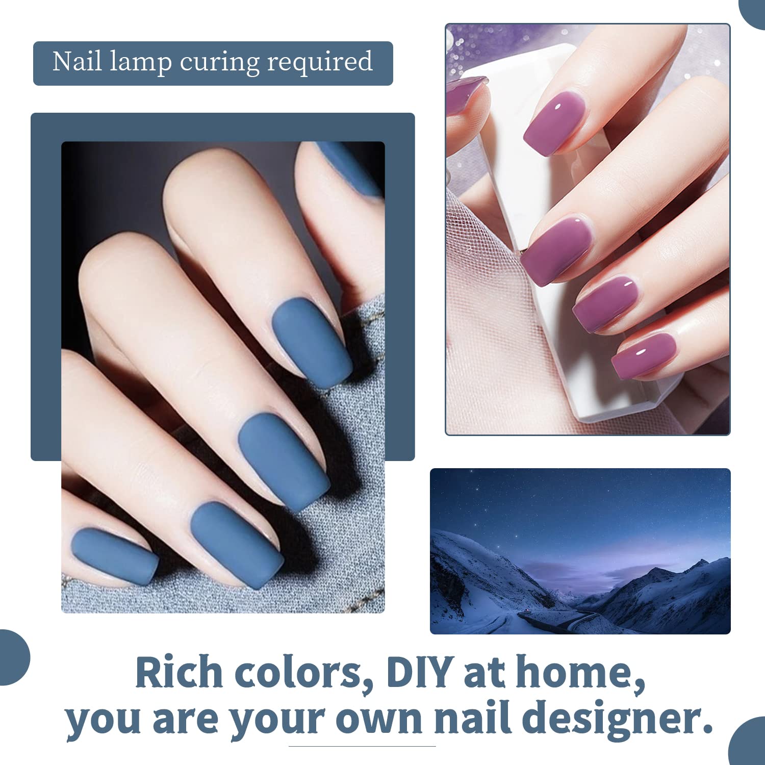 JODSONE 60 PCS Gel Nail Polish Set All Seasons No Wipe Base Coat Matte Glossy Top Coat Nail Gel Polish Kit for Starter Manicure DIY at Home Enjoy Fun