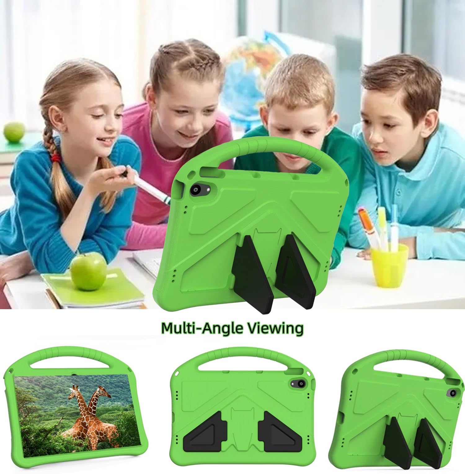Funda para niños compatible con Lenovo TAB P11 (TB-J606F), a prueba de golpes, con asa y soporte, para P11 Plus (TB-J607F) de 11 pulgadas, color verde 2