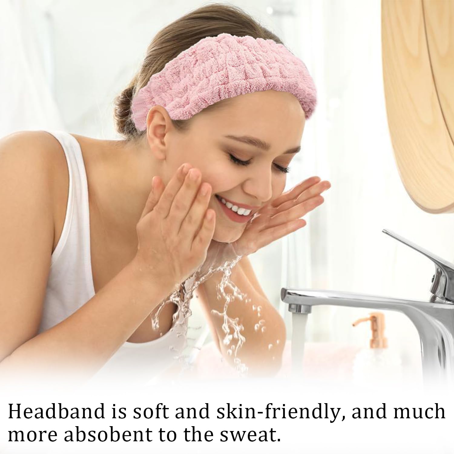 SYEYCW 4 Pcs Headband for Washing Face Facial Makeup Headband, Coral Fleece Spa Beauty Headband - Image 4