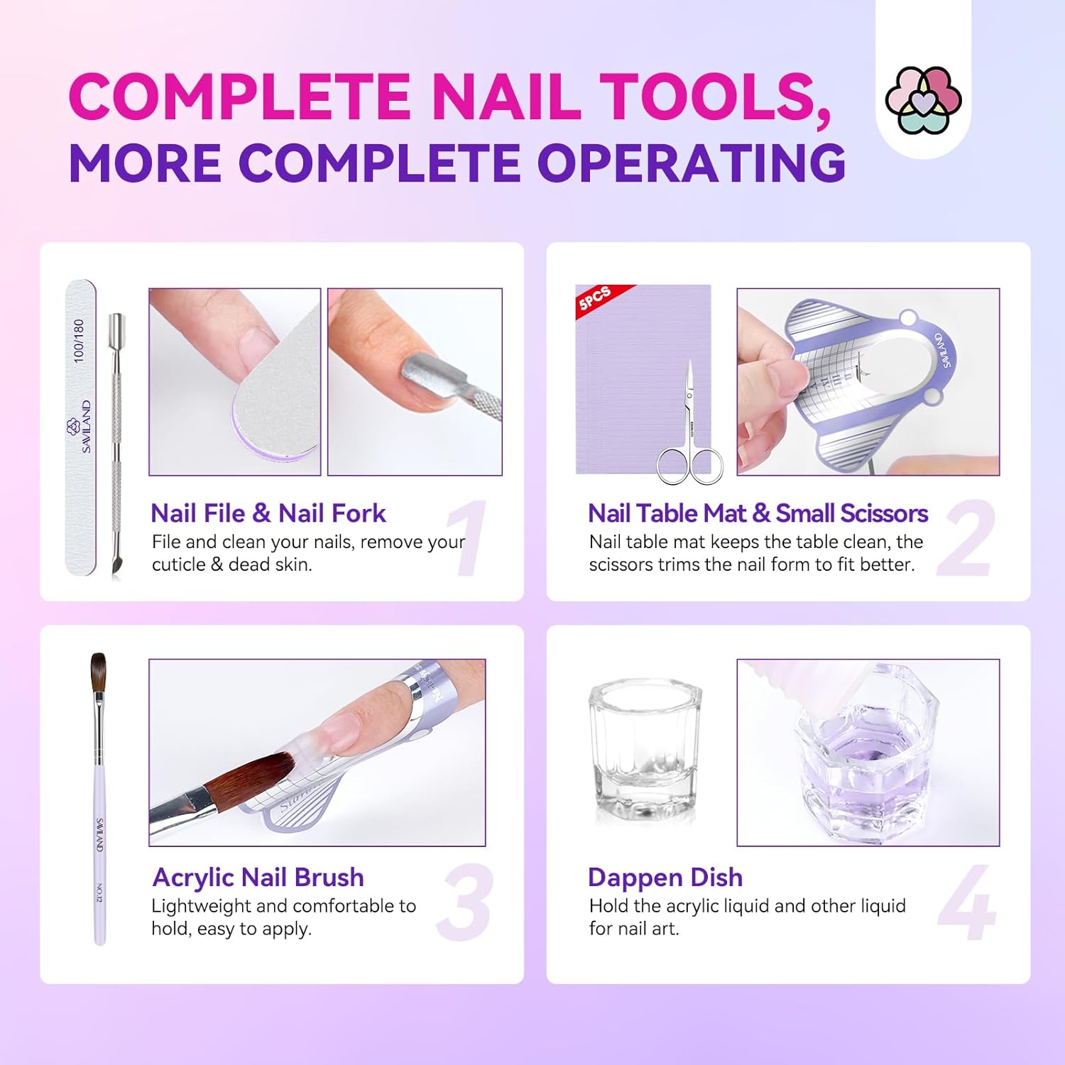 SAVILAND Acrylic Nail Kit with Drill & Essential Oil: Professional Acrylic Nails Kit for Beginner with Everything Nail Powder & Liquid Nail Primer Complete Home DIY Kit Salon Women Christmas Gift