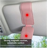 Vista 4 de Soporte magnético de cuero para lentes de sol para automóvil, clip de gafas de sol para visera de automóvil, accesorios interiores universales