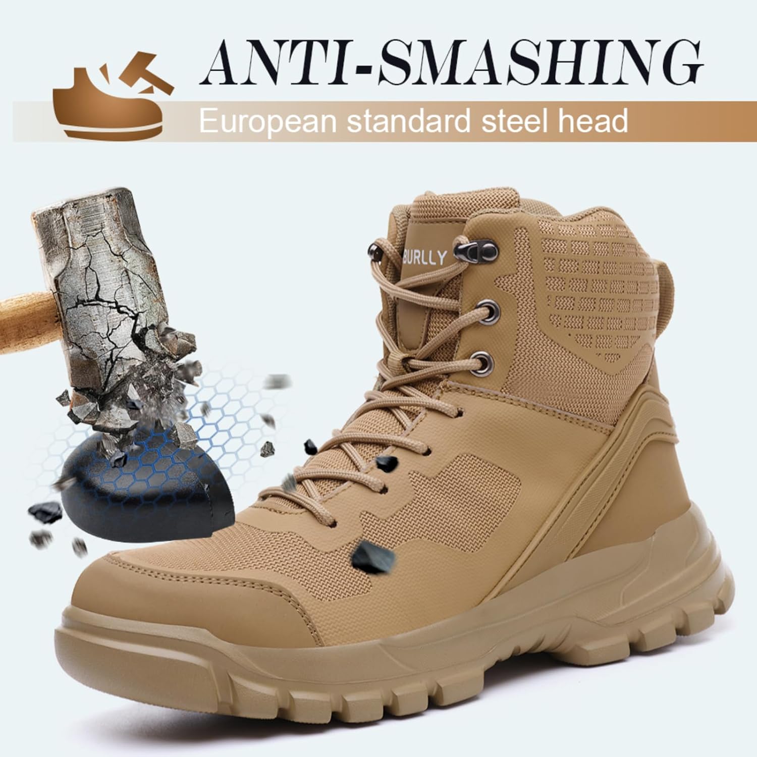 Micoklinlin Mens Steel Toe Shoes for Work Womens Safety Boots Lightweight Sneakers Smash and Puncture Resistant Walking Shoes