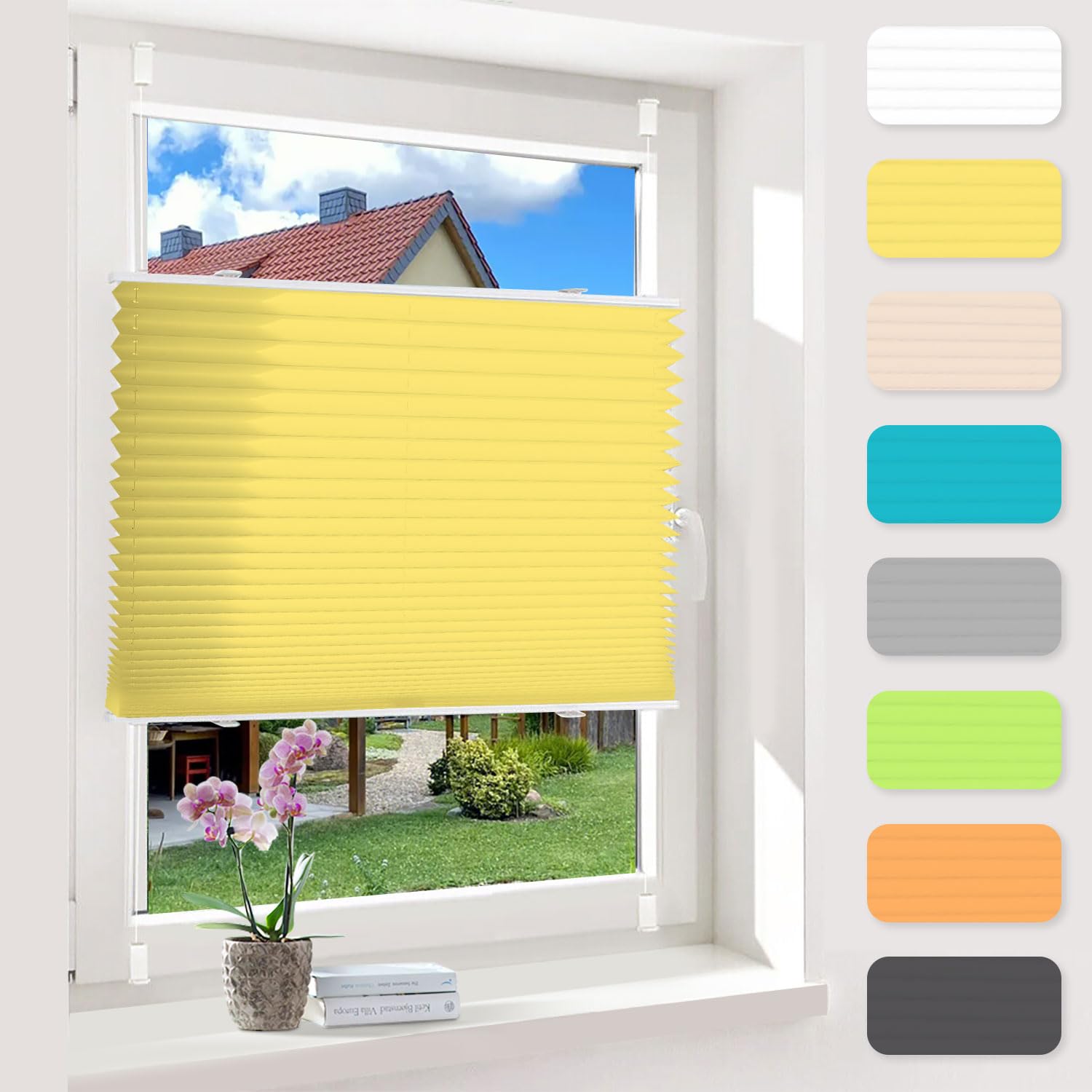 Sichtschutz Seitenzugrollo 35 X 140 Cm, Blickdicht - Klemmfix Ohne Bohren, Für Dachfenster, Beige, Aus Polyester