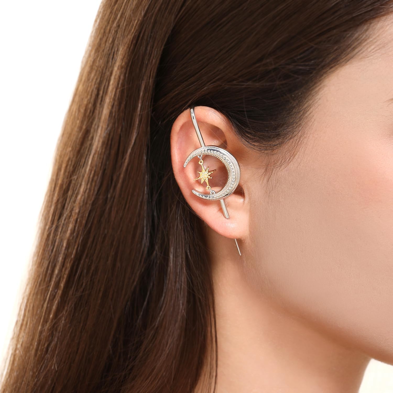 Cosmic Connection Helix Hook Earrings – Adjustable, Hypoallergenic, Unisex Ear Cuff Style