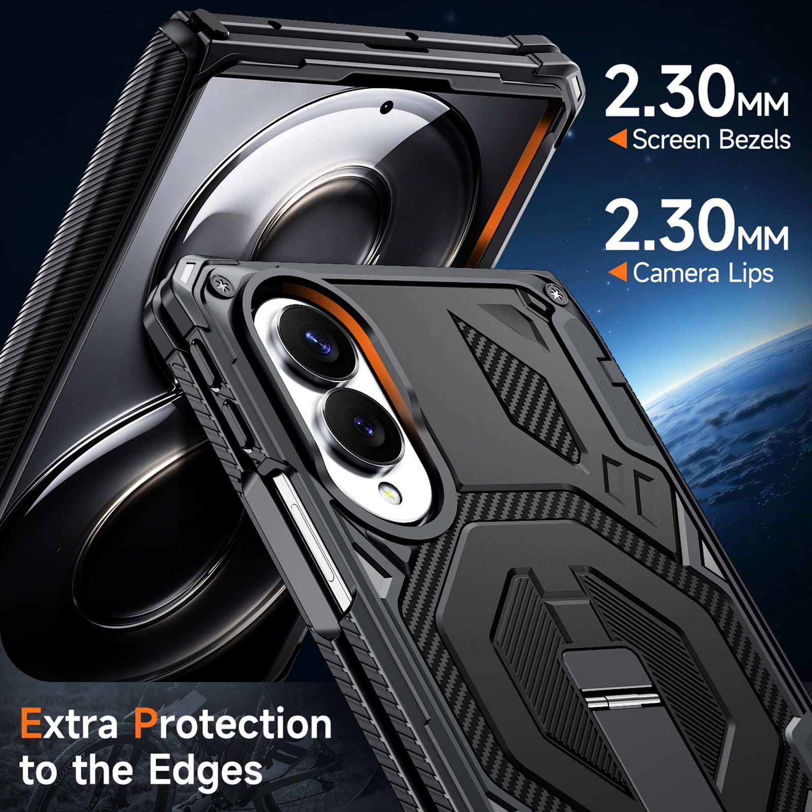 Custodia Magnetica For Samsung Galaxy Z Fold 8, Custodia Militare Antiurto Rigida For PC Smerigliata Pieghevole Cavalletto In Metallo Ricarica Wireless Cover Di Protezione Cerniera(Blue)