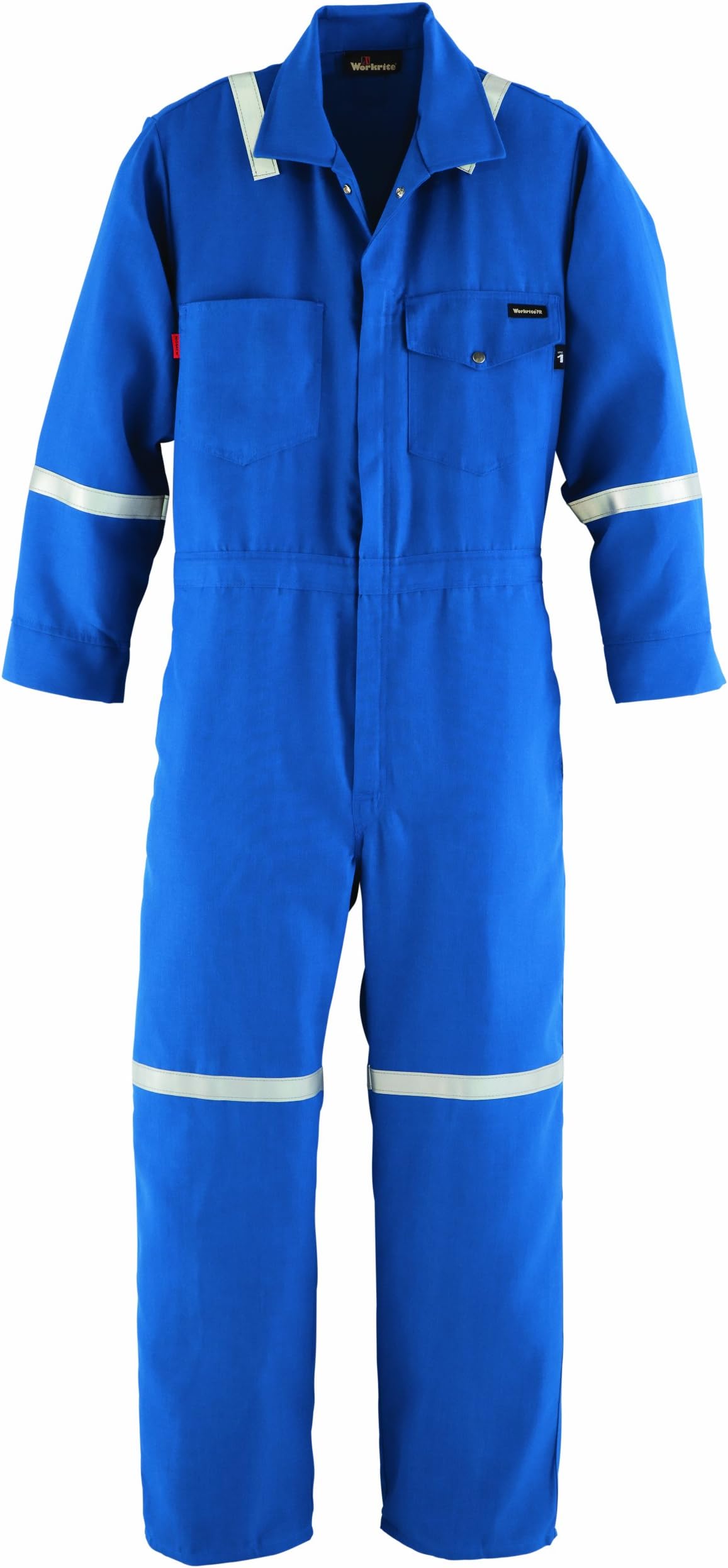 Workrite FR Flame Resistant 4.5 oz Nomex IIIA Industrial Coverall with Reflective Tape, Snap Wrist, 40 Chest Size, Regular Length, Royal Blue