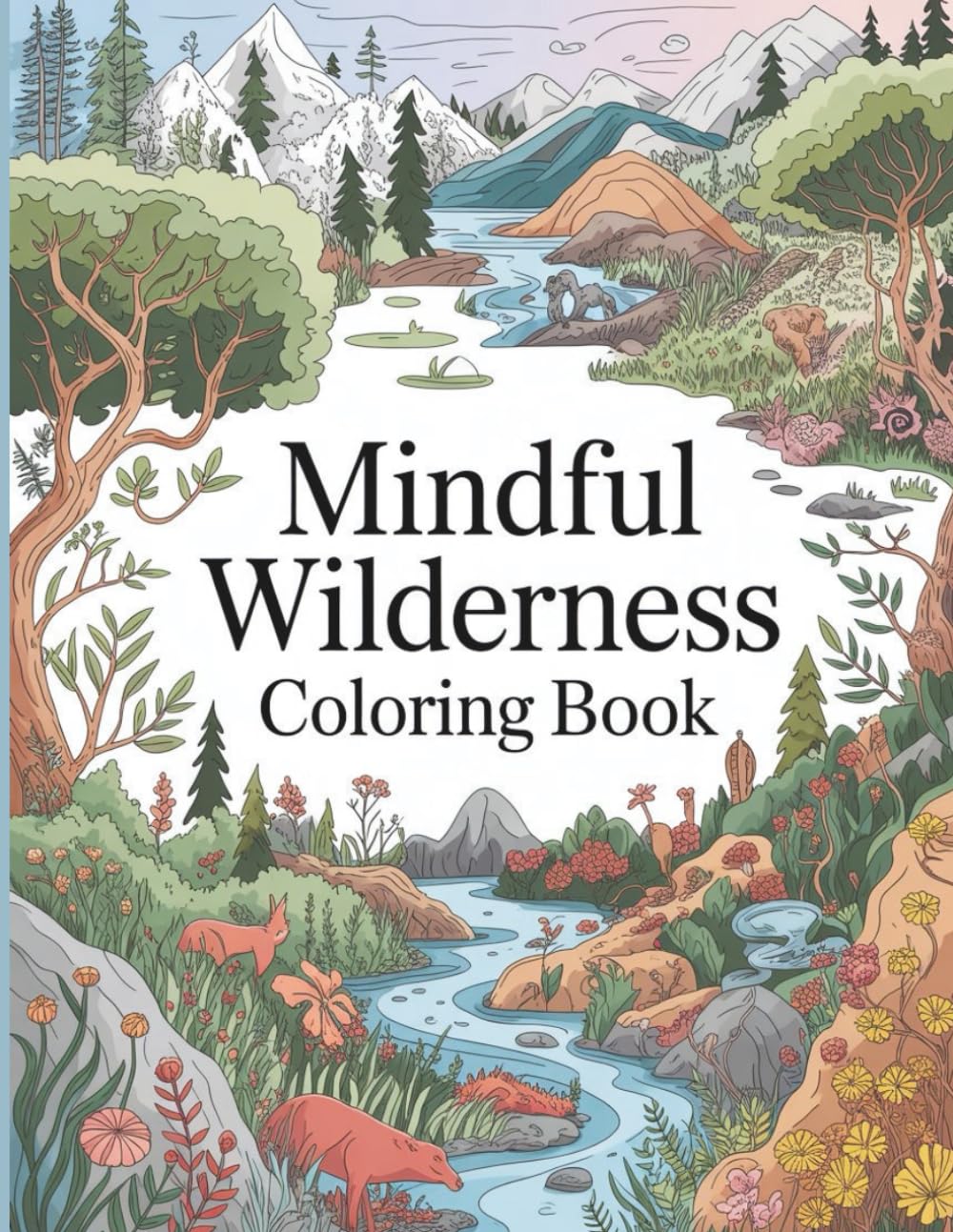 Mindful Wilderness: Nature-Inspired Coloring Book for Stress Relief & Relaxation