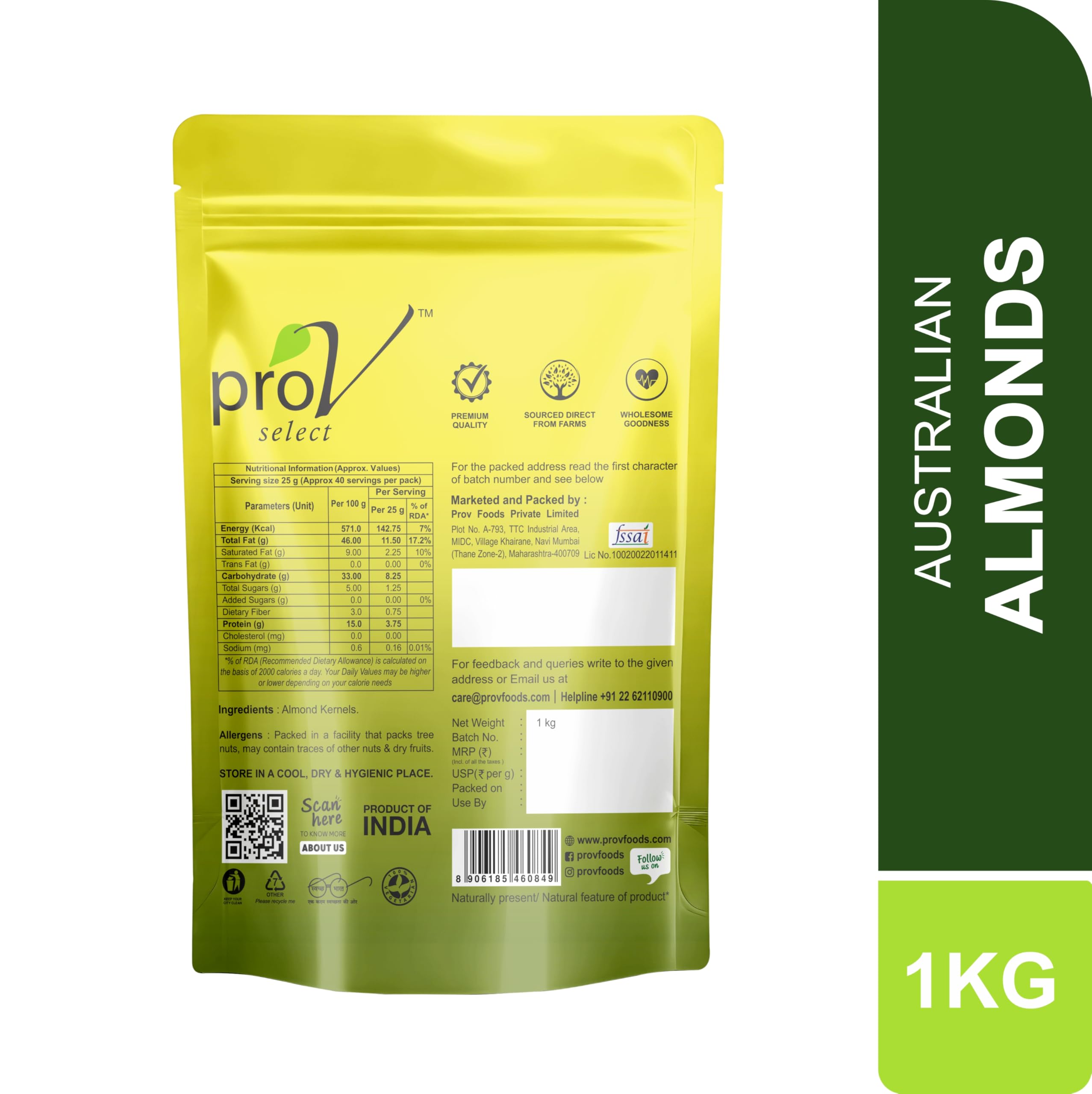 almondページ ProV Select - Australian Almonds 1kg : Amazon.in: Grocery