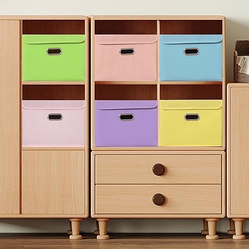 Vista 18 de STOREONE Contenedores de almacenamiento de tela, contenedor organizador plegable con tapas y asas de metal, para el hogar, dormitorio, armario, 3