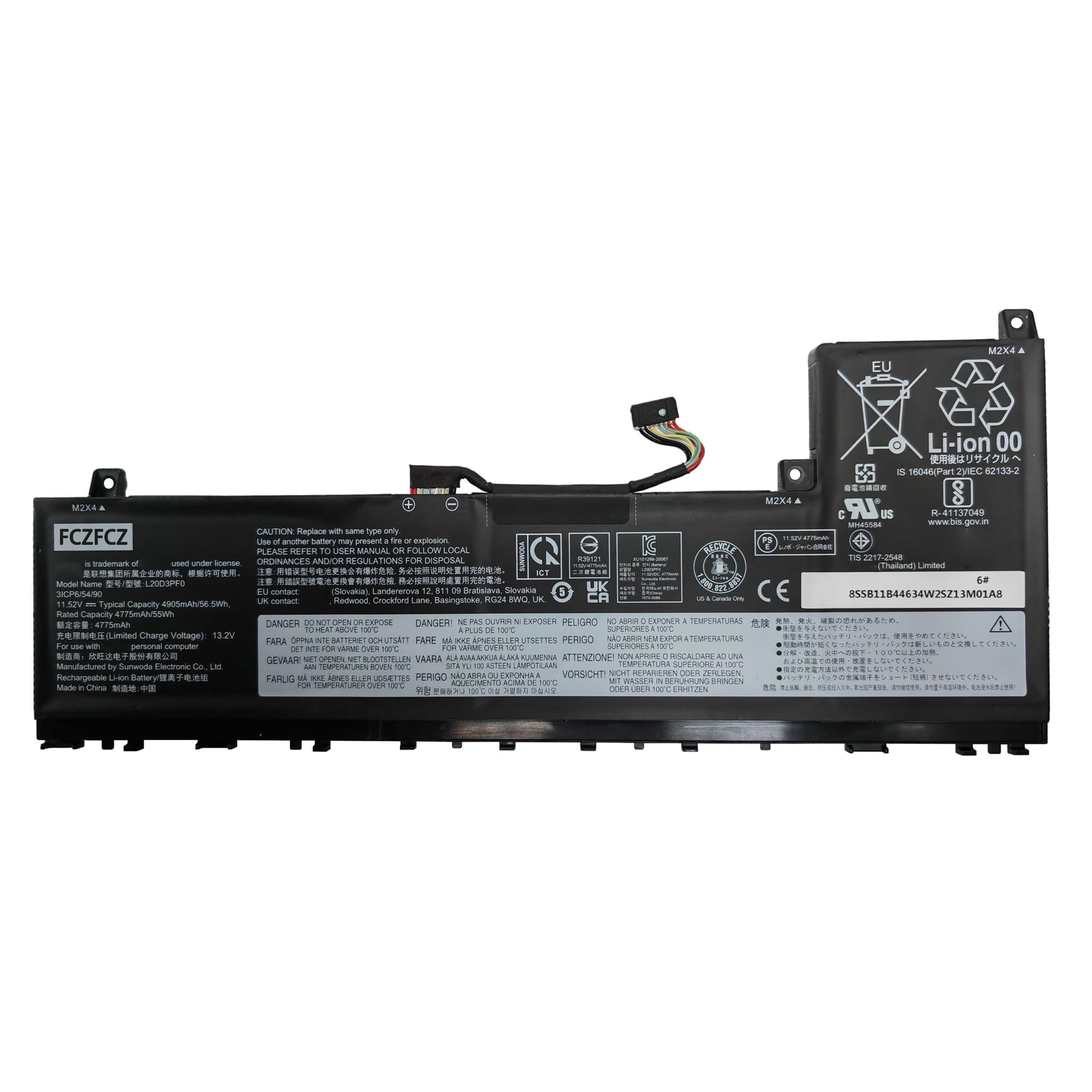 Amazon.com: FCZFCZ L20D3PF0 Battery 56.5Wh 4905mAh Replacement for