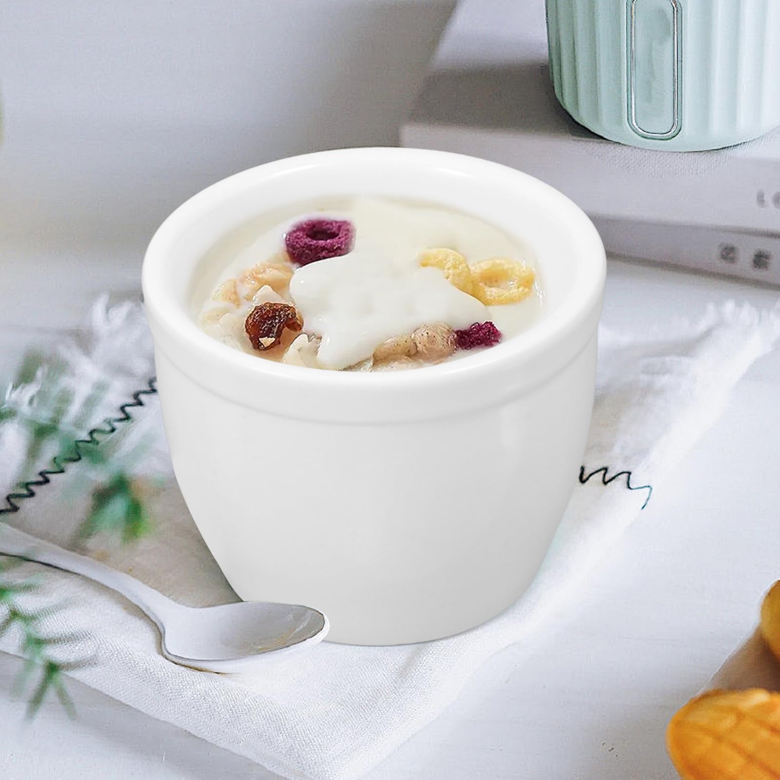 TOPBATHY 4 Piezas Taza de Postre de Cerámica de Color Claro 250ml