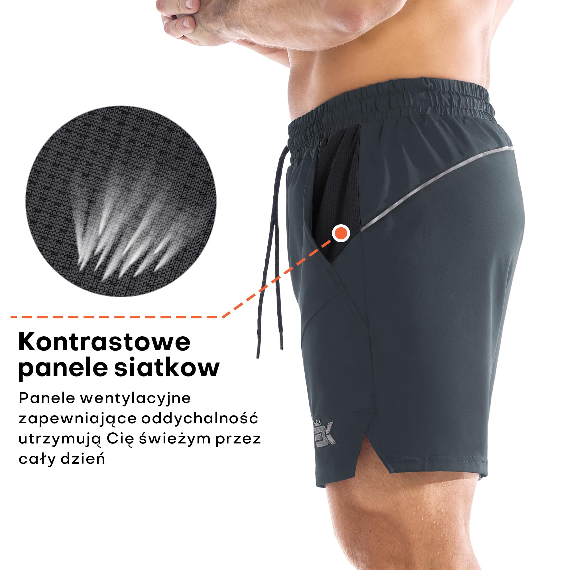 ZENWILL Męskie spodenki sportowe do biegania, szybkoschnące szorty lekkie na treningowe siłownię krótkie spodenki z kieszeniami siatkowymi
