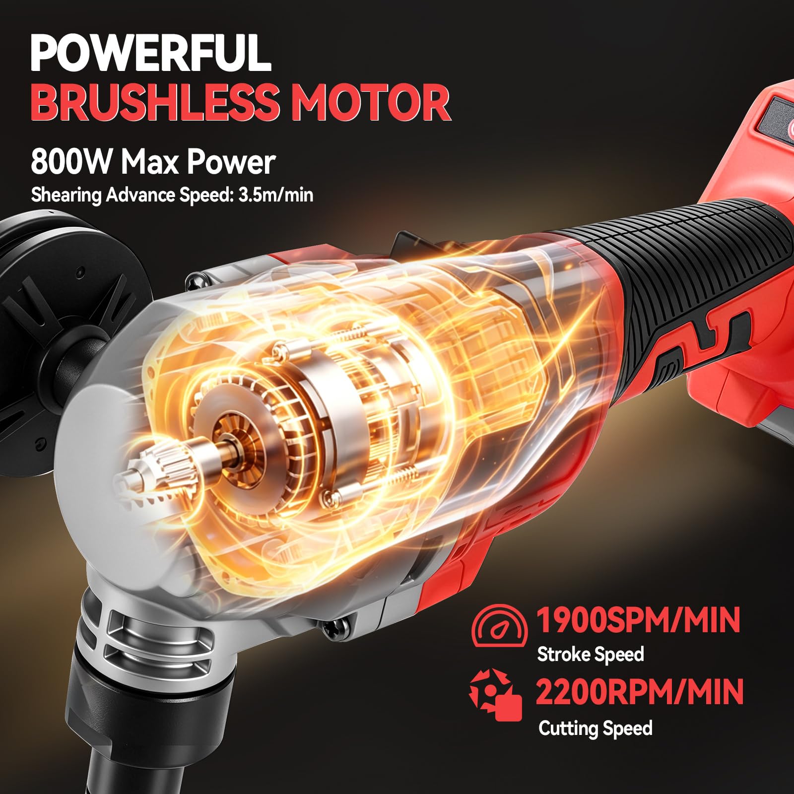 Blechknabber Knabber Blechknabber Kompatibel mit Milwaukee M 18V Akku, 1900SPM 800W Bürstenlose 3 Geschwindigkeiten 360° Drehbarem Knabberkopf für Edelstahl und Aluminium(ohne Akku) (Rot)