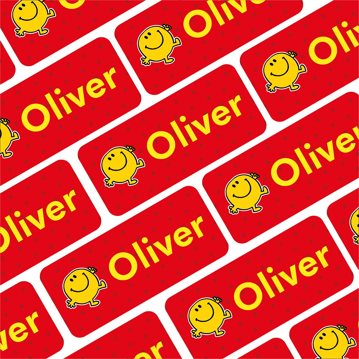 My Nametags® 56 Mr Men & Little Miss Name Stickers | Washable Name Tags for School, Kindergarten, Nursery | Mr. Men Stickers for Clothes, Shoes, Stationery & Kid's Items | Mr Happy Labels — image 1