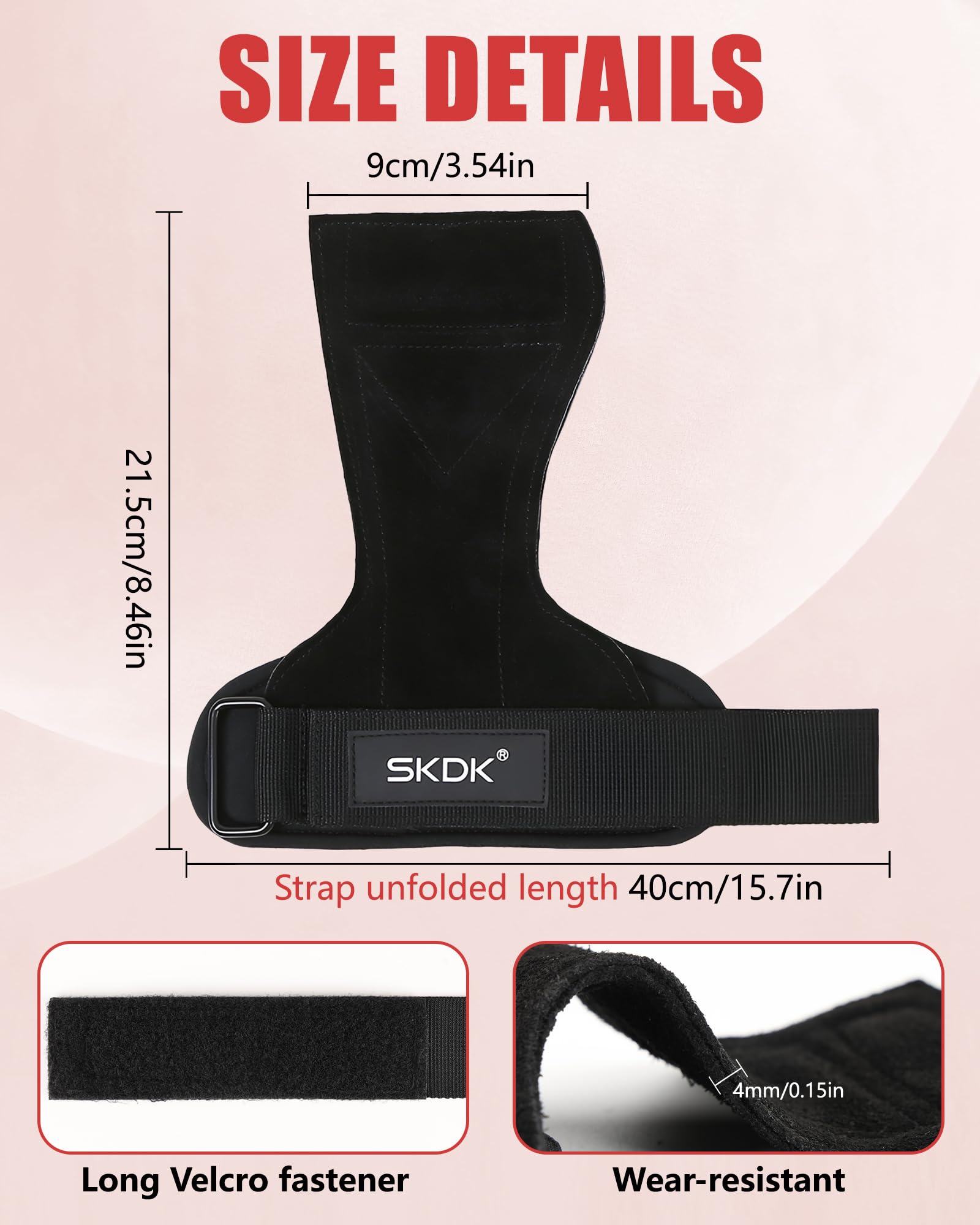 Paski Do Ćwiczeń, 1 Para Paski do Podnoszenia Ciężarów ze Skóry Bydlęcej Crossfit, do Podciągania, Martwego Ciągu i Wyciskania, Zaprojektowane do Treningu Siłowego, Unisex, Czarny