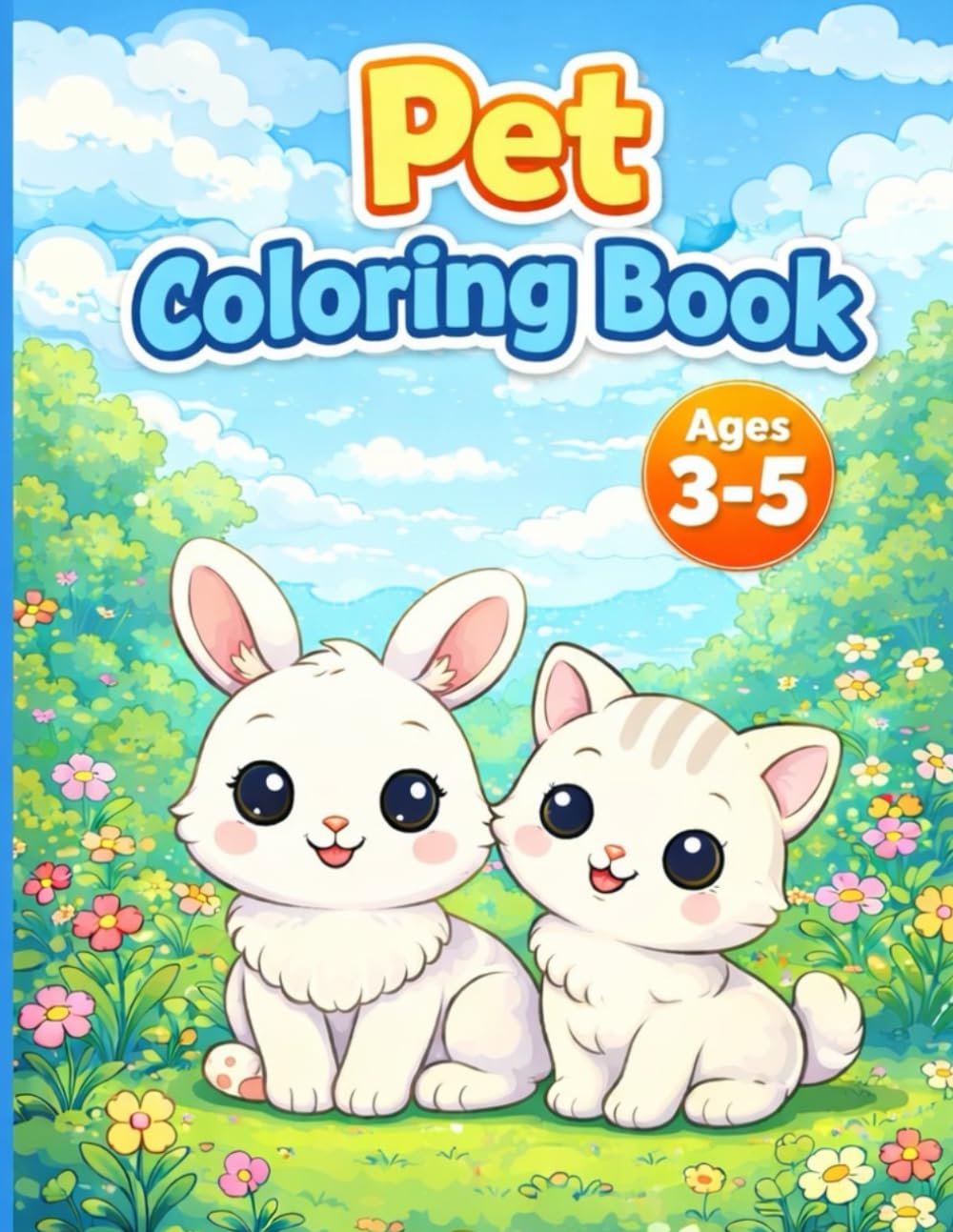 Pet Coloring Book for Kids Ages 3-5: Cute Puppies, Kittens, Bunnies & Baby Animals – Easy and Simple Coloring Pages for Toddlers & Preschoolers