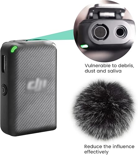 Miniatura 4 de Micrófono para parabrisas compatible con micrófono de solapa inalámbrico DJI MIC, funda peluda (paquete de 2)