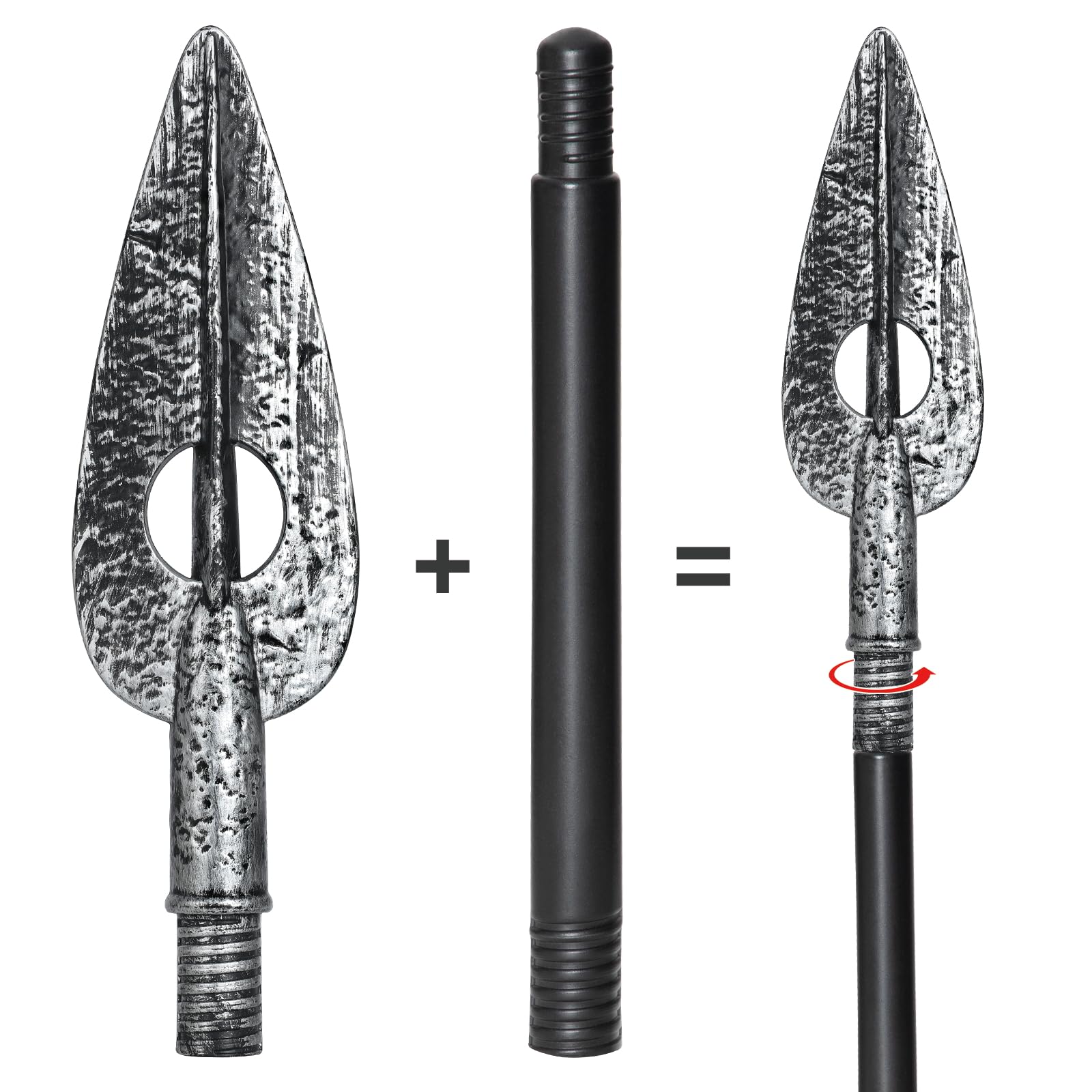 Spartan Spear Halloween Detachable Plastic Spear Prop Roman Weapon Costume for Adults Dress Cosplay (B), Large (59 Inches) - Image 4