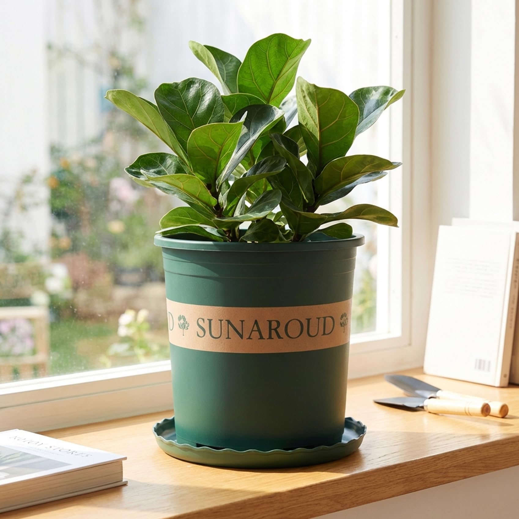 Grands Pots de pépinière, Paquet de 10 Pots Plantes en Plastique épais 2 gallons avec Trous Drainage et soucoupes, conteneurs Jardin Verts intérieurs et extérieurs pour Plantes..
