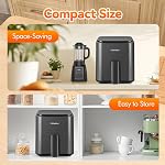Friteuse à air compacte de 3 Qt avec panier antiadhésif et grille, écran tactile simple d'utilisation, cuisson en étapes simples, cuisson à faible huile, friteuse compacte, économiseur d'espace