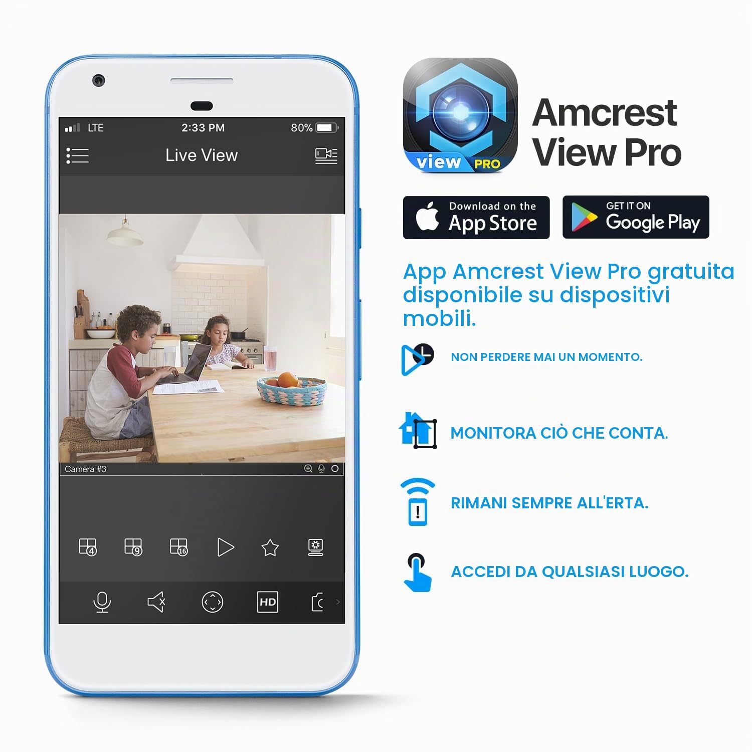 Amcrest ProHD IP2M-841B Telecamera di sorveglianza IP Wi-Fi con funzione pan/tilt, audio bidirezionale, facile installazione, registrazione su cloud opzionale, Full HD 1080P (1920TVL), angolo di vista a 90° e visione notturna (nera)