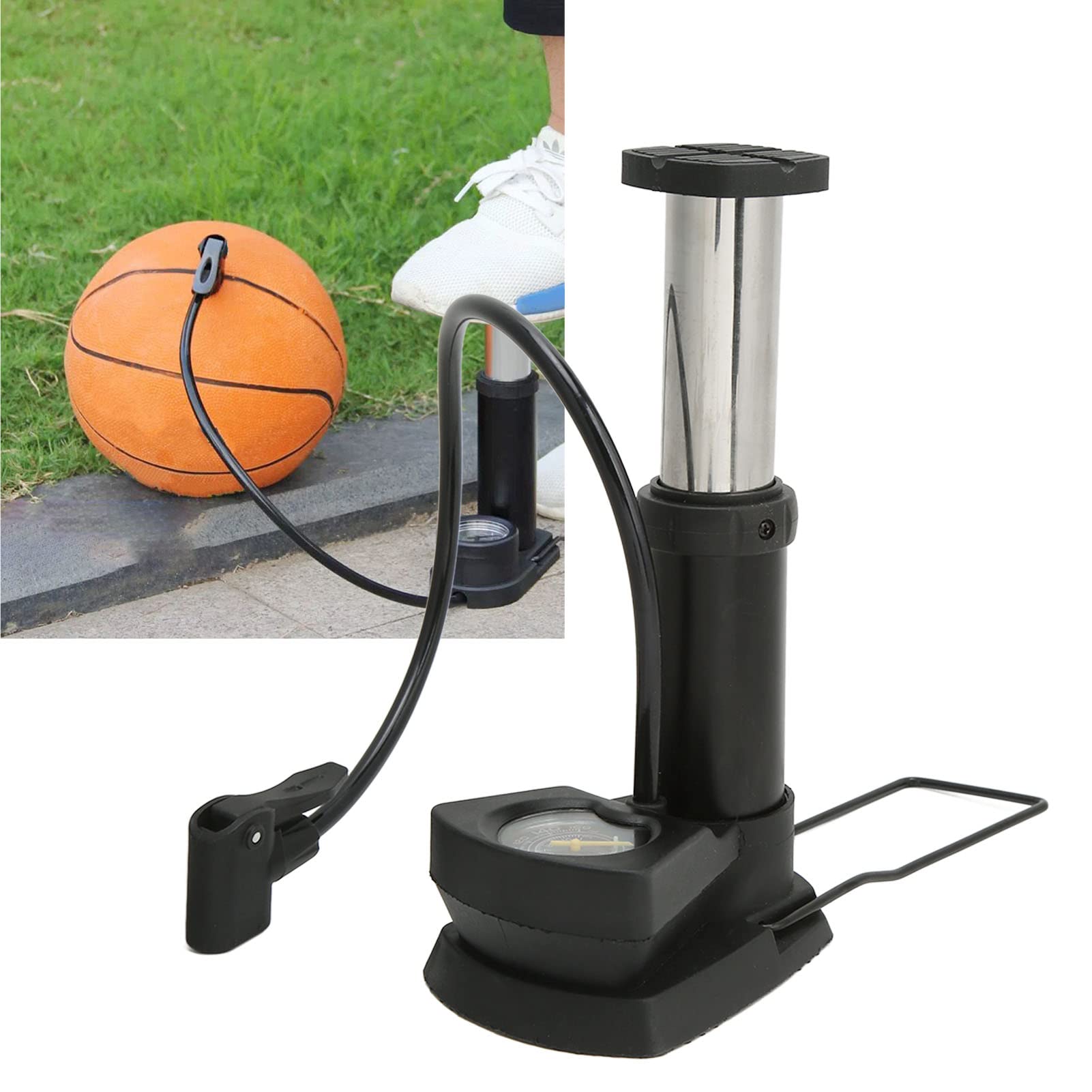 Pompa a Pedale Portatile ad Alta Pressione in Lega di Alluminio Mini Pompa a Pedale per Bicicletta Giocattolo Gonfiabile da Basket