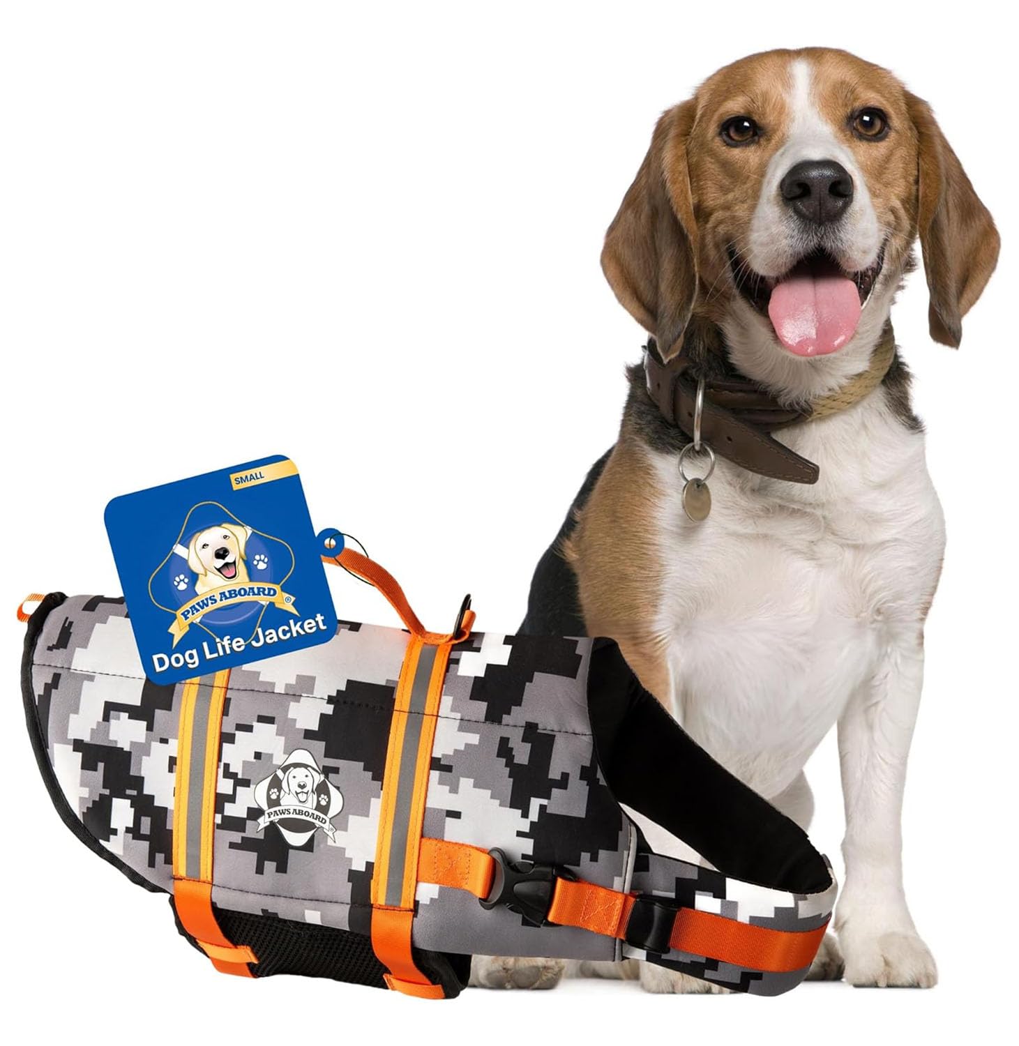 Gilet de sauvetage en néoprène pour chien Gris Blanc camouflage