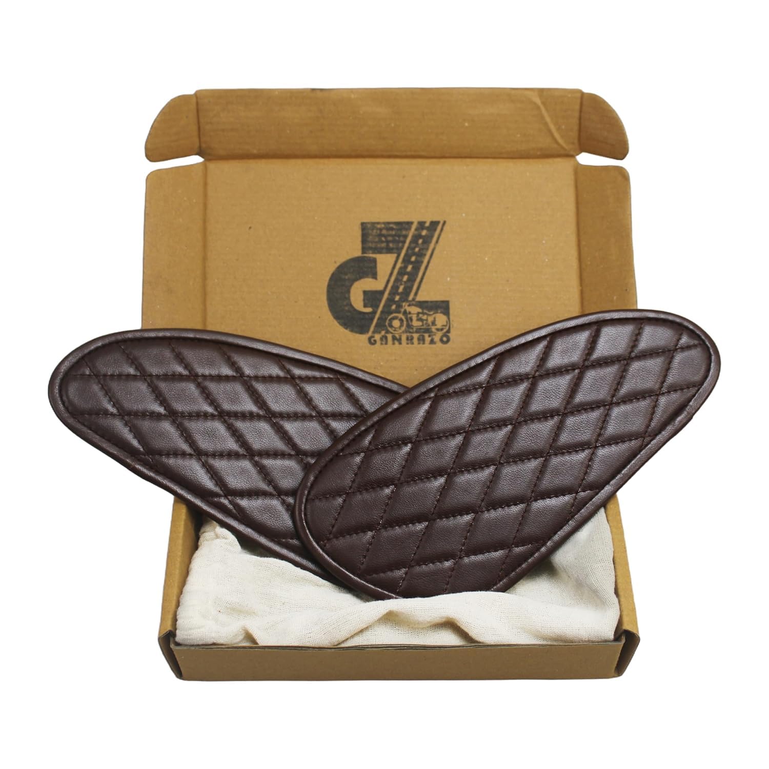 Genuine Leather Daimond Dark Brown Tank Pads with Brown Thread Compatible with Royal Enfield Bear 650-image-34