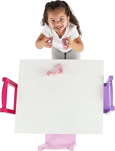 Miniatura 5 de Tot Tutors Juego de mesa y 4 sillas de madera para niños, Espresso (Colección Espresso), Madera, blancorosapúrpura (WhitePinkPurple)
