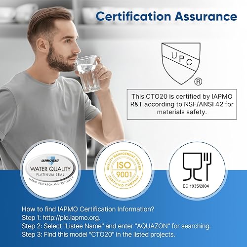 Miniatura 2 de PUREPLUS Cartucho de filtro de agua de sedimentos de carbono CTO para toda la casa de 5 micrones, 20 x 2.5 pulgadas, compatible con C1-20, EP-20,