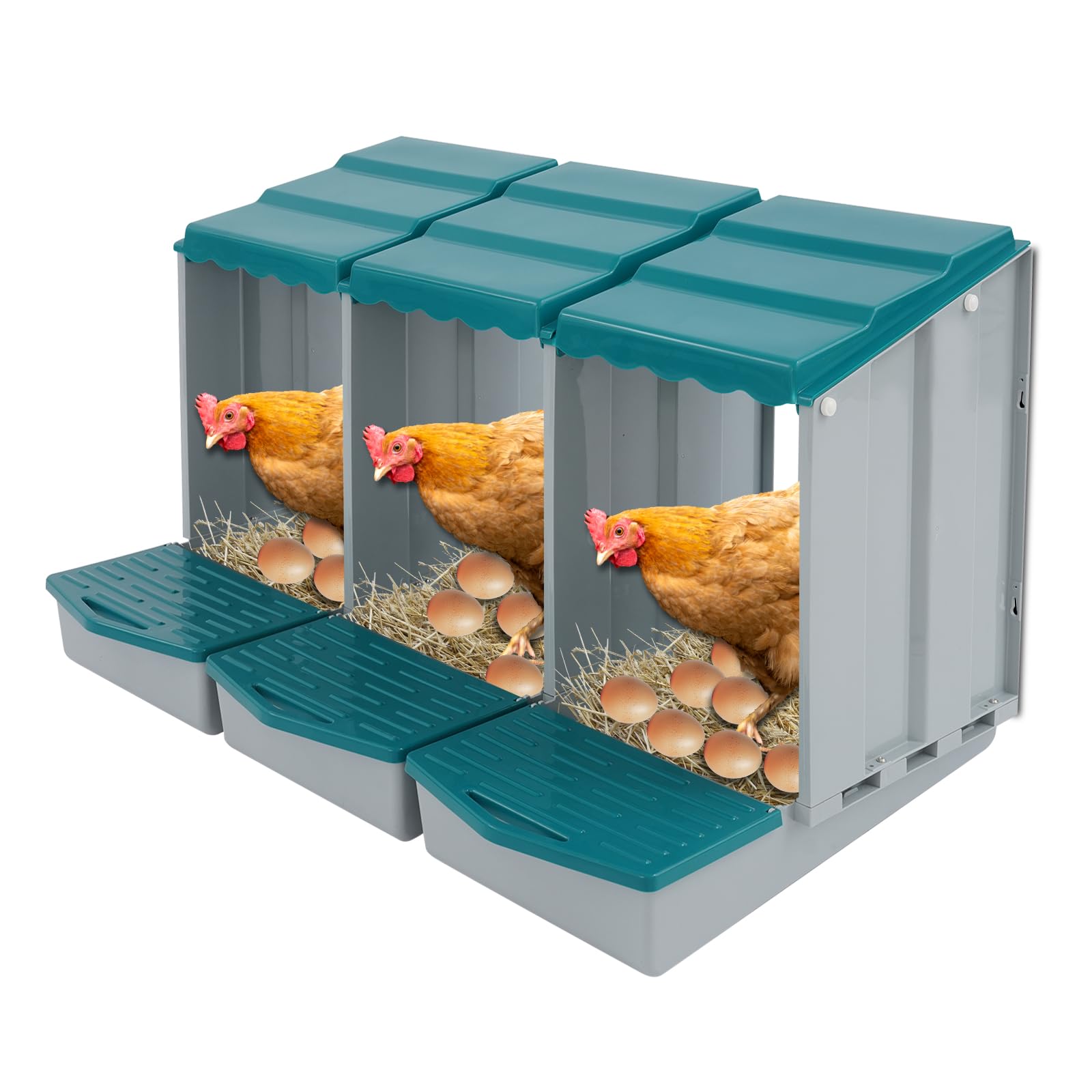 BANLICALI Chicken Nesting Boxes, PP Material Chicken Coop Nesting Boxes with Egg Collection, Freestanding/Wall-Mounted Laying Box for Hens, Easy to