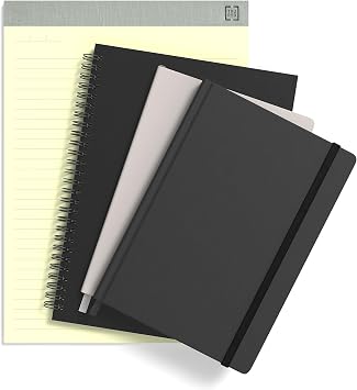 TRU RED Medium Soft Cover Meeting Notebook, Black Ruled, Spiral Bound, 80 Sheets, Interior Pocket