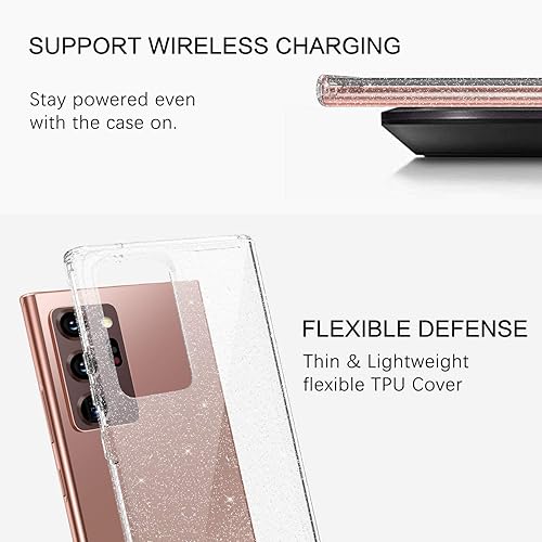 Miniatura 4 de BENTOBEN Funda para Note 20 Ultra, transparente con purpurina brillante, delgada, suave, TPU resistente, a prueba de golpes, funda protectora para